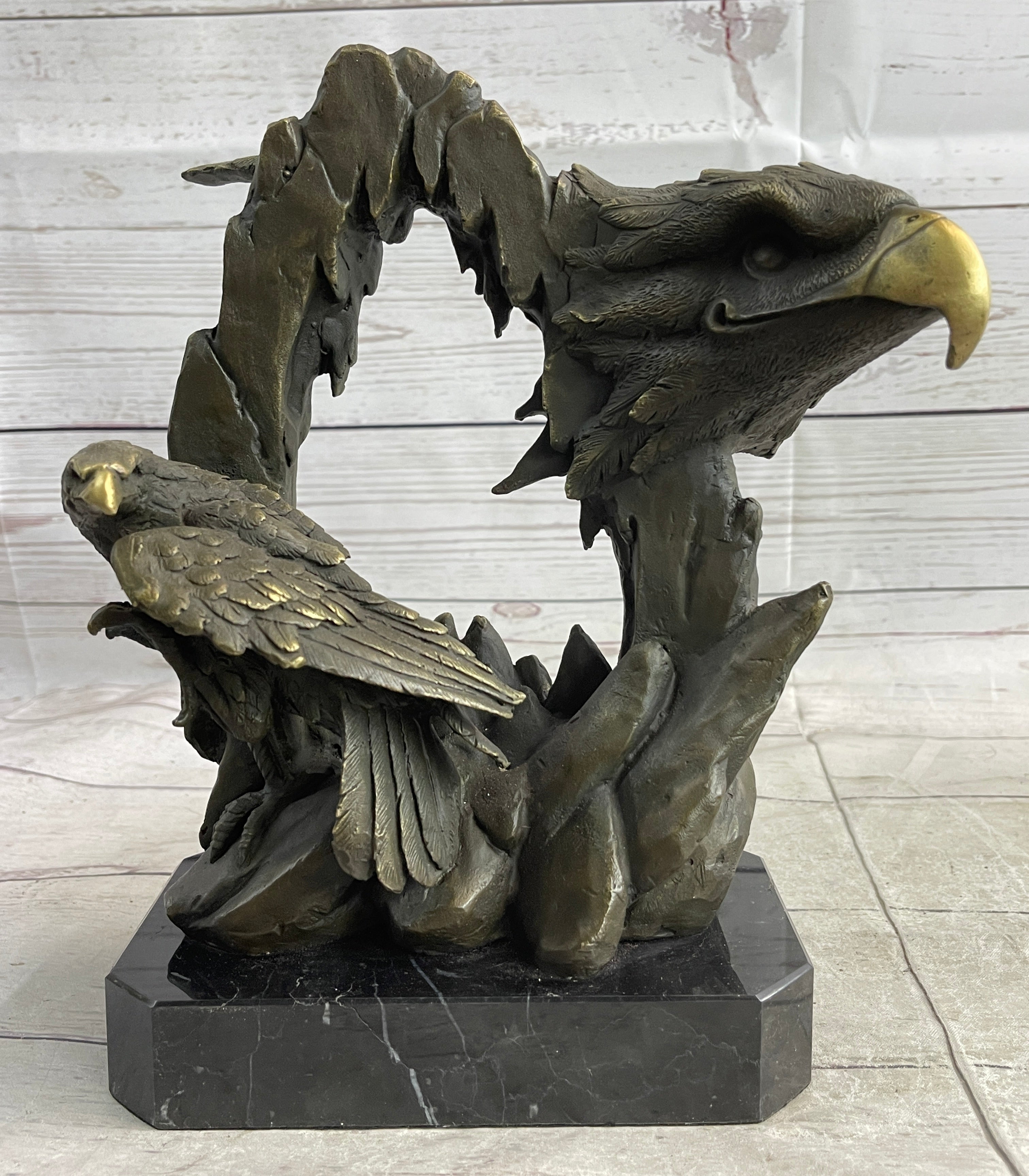 Majestic Bald Eagle Head Sculpture Bronze Statue Figurine Wildlife Bird Lover Art Decor