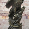 Regal Bronze Eagle Sculpture; Majestic Bird of Prey on Marble Base