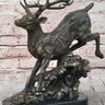 Running Deer Elk Buck Stag Caribou Reindeer Bronze Metal Sculpture Statue 11" x 10"
