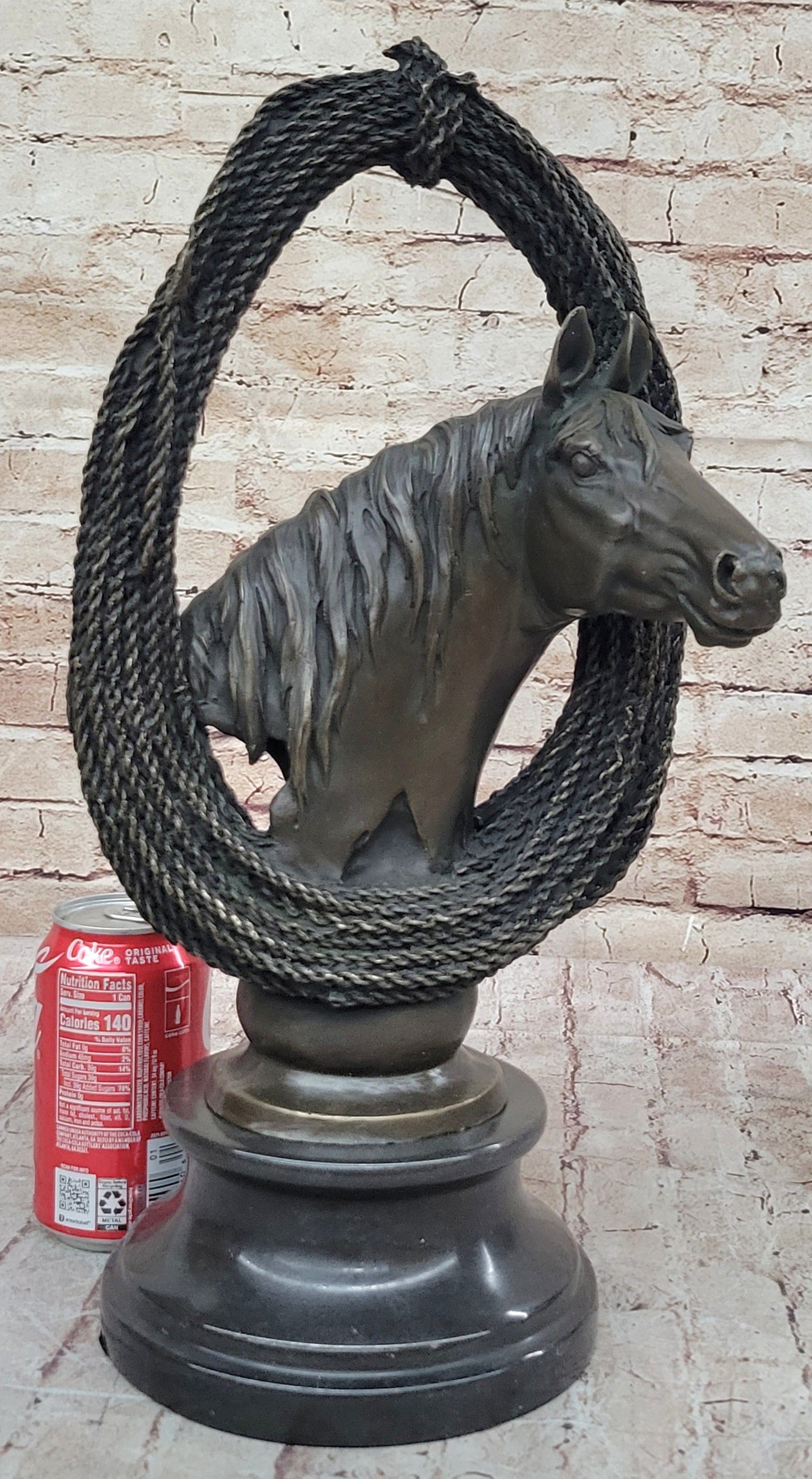 Equestrian Horse Lover Horses Bust Original Art Bronze Sculpture Statue Figure on Marble Base