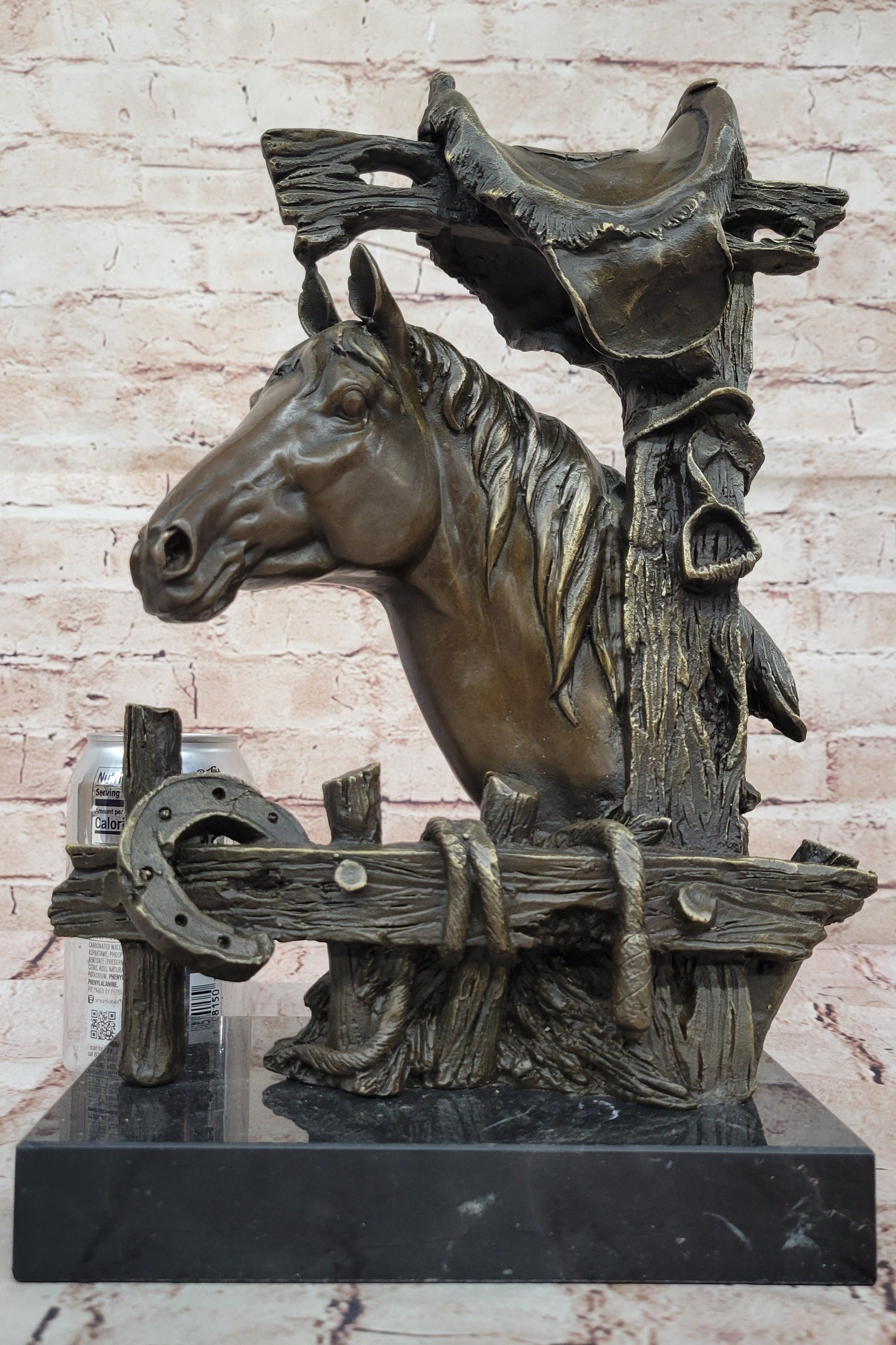 Lost Wax Bronze Casting Bust of Horse in Stables by Milo on Marble Base