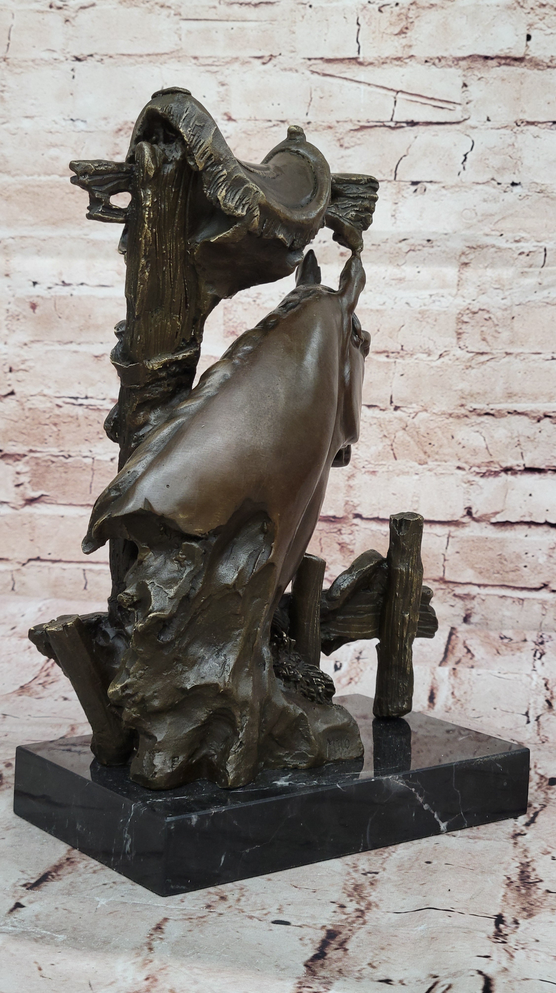 Lost Wax Bronze Casting Bust of Horse in Stables by Milo on Marble Base
