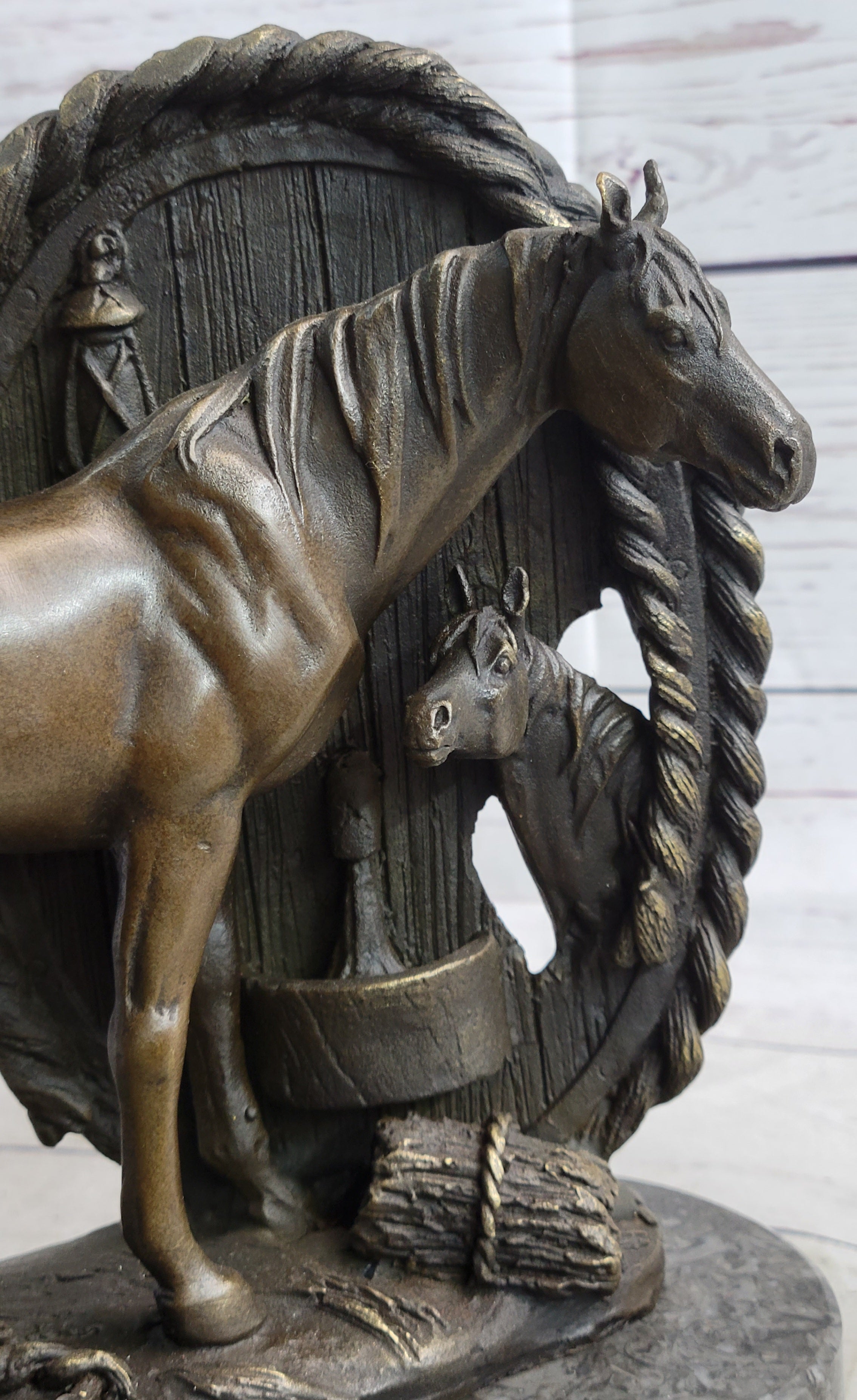 Horses Foal Equestrian Horse Lover Bronze Metal Sculpture Statue Figure Gift Decor Signed Art