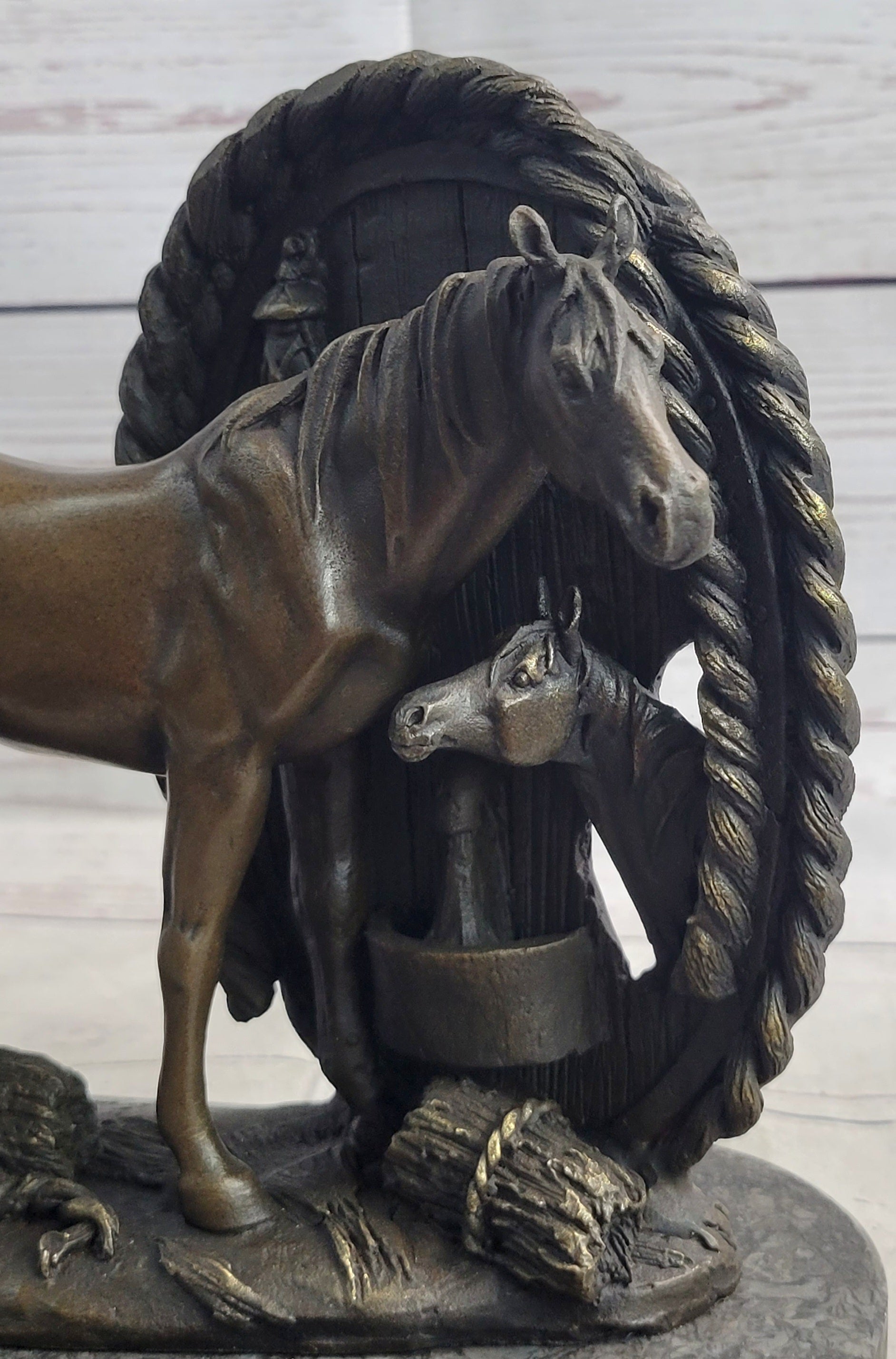 Horses Foal Equestrian Horse Lover Bronze Metal Sculpture Statue Figure Gift Decor Signed Art