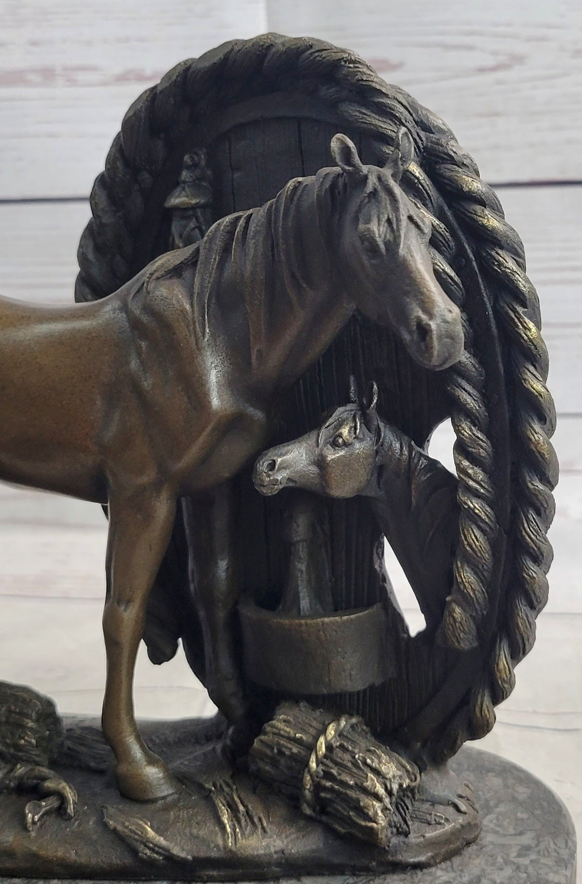 Horses Foal Equestrian Horse Lover Bronze Metal Sculpture Statue Figure Gift Decor Signed Art