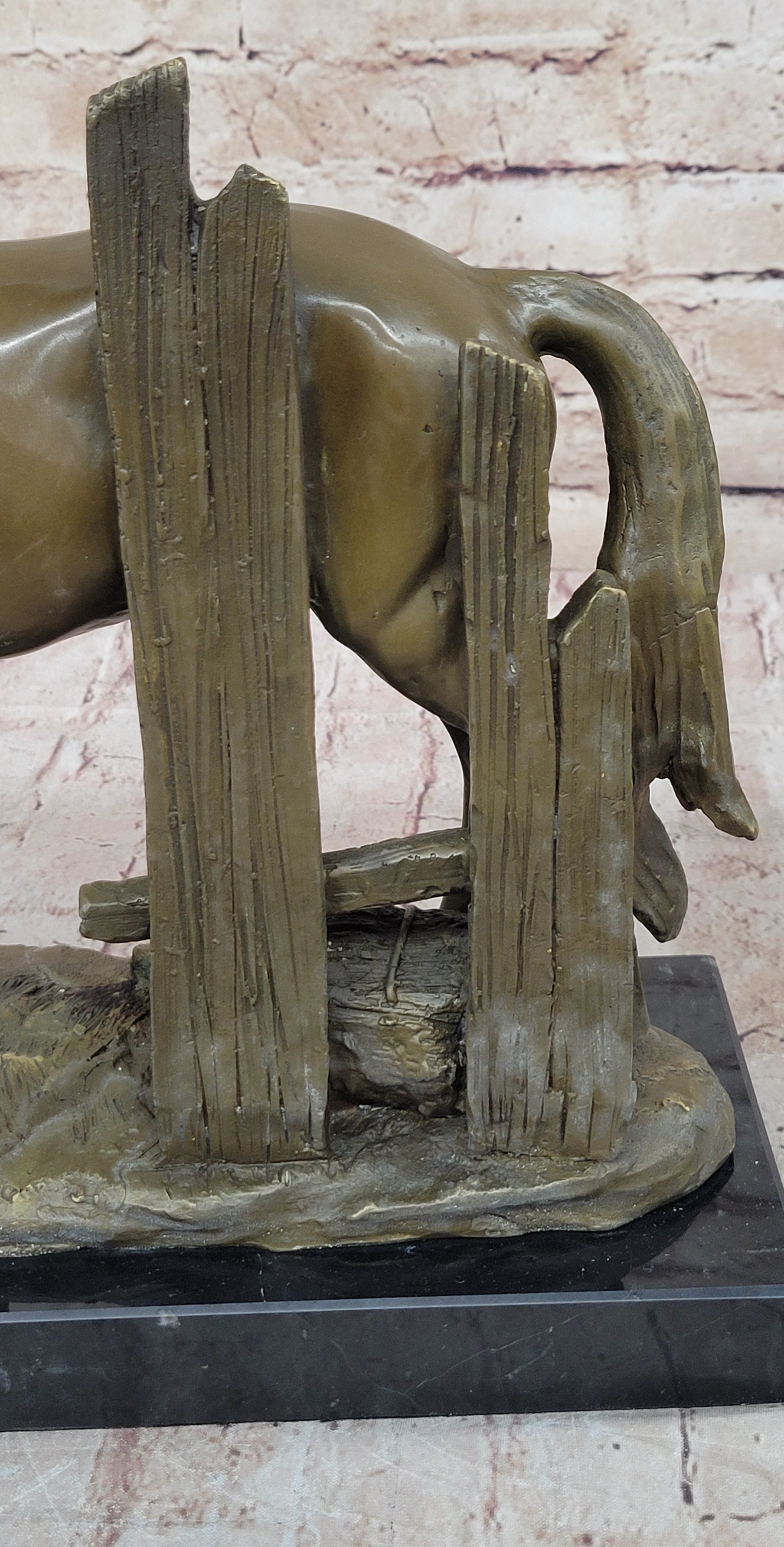 Horse at the Stable Bronze Sculpture Statue Equestrian Country Farm Decor Signed Art