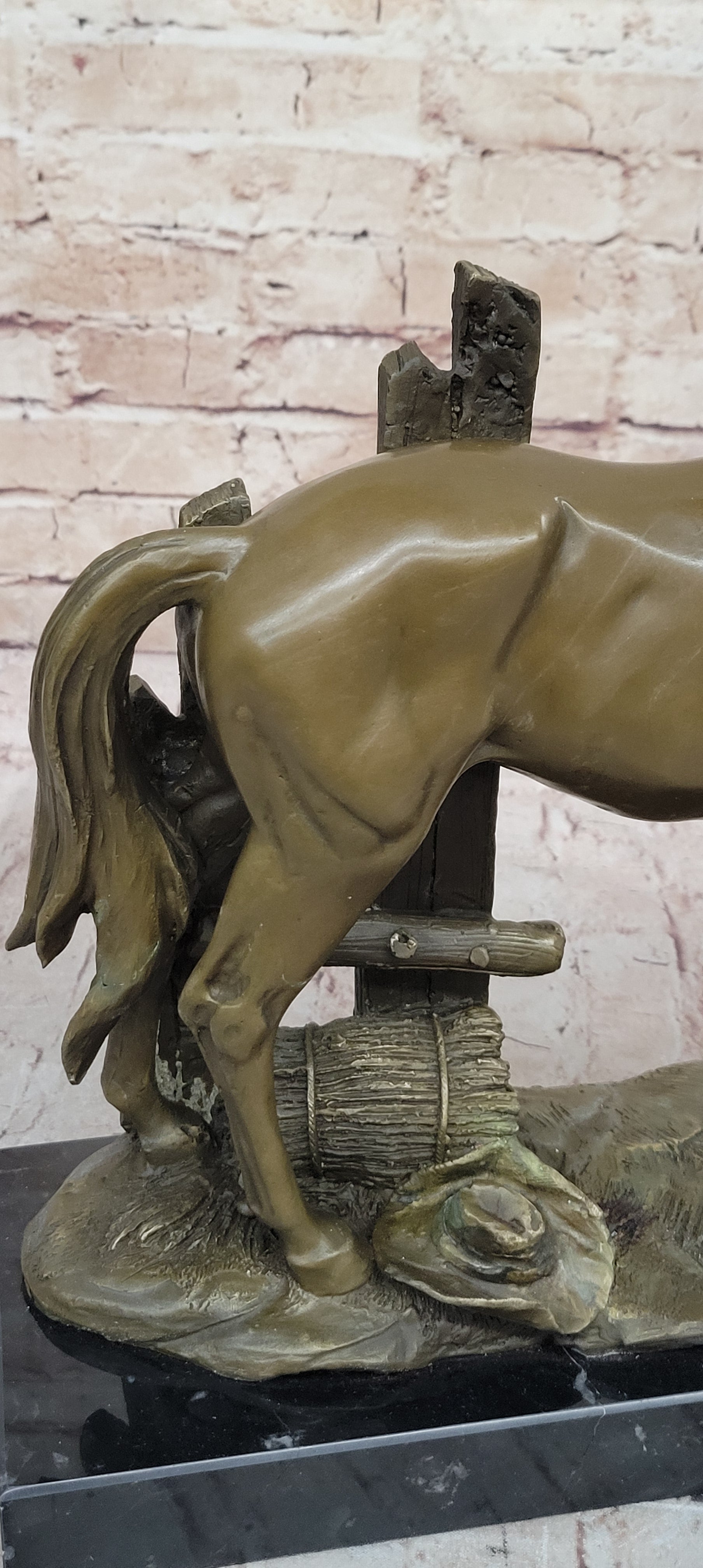 Horse at the Stable Bronze Sculpture Statue Equestrian Country Farm Decor Signed Art