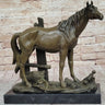 Horse at the Stable Bronze Sculpture Statue Equestrian Country Farm Decor Signed Art