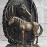 Equestrian Horse Lover Decor Mare & Foal Bronze Sculpture Statue on Marble Base