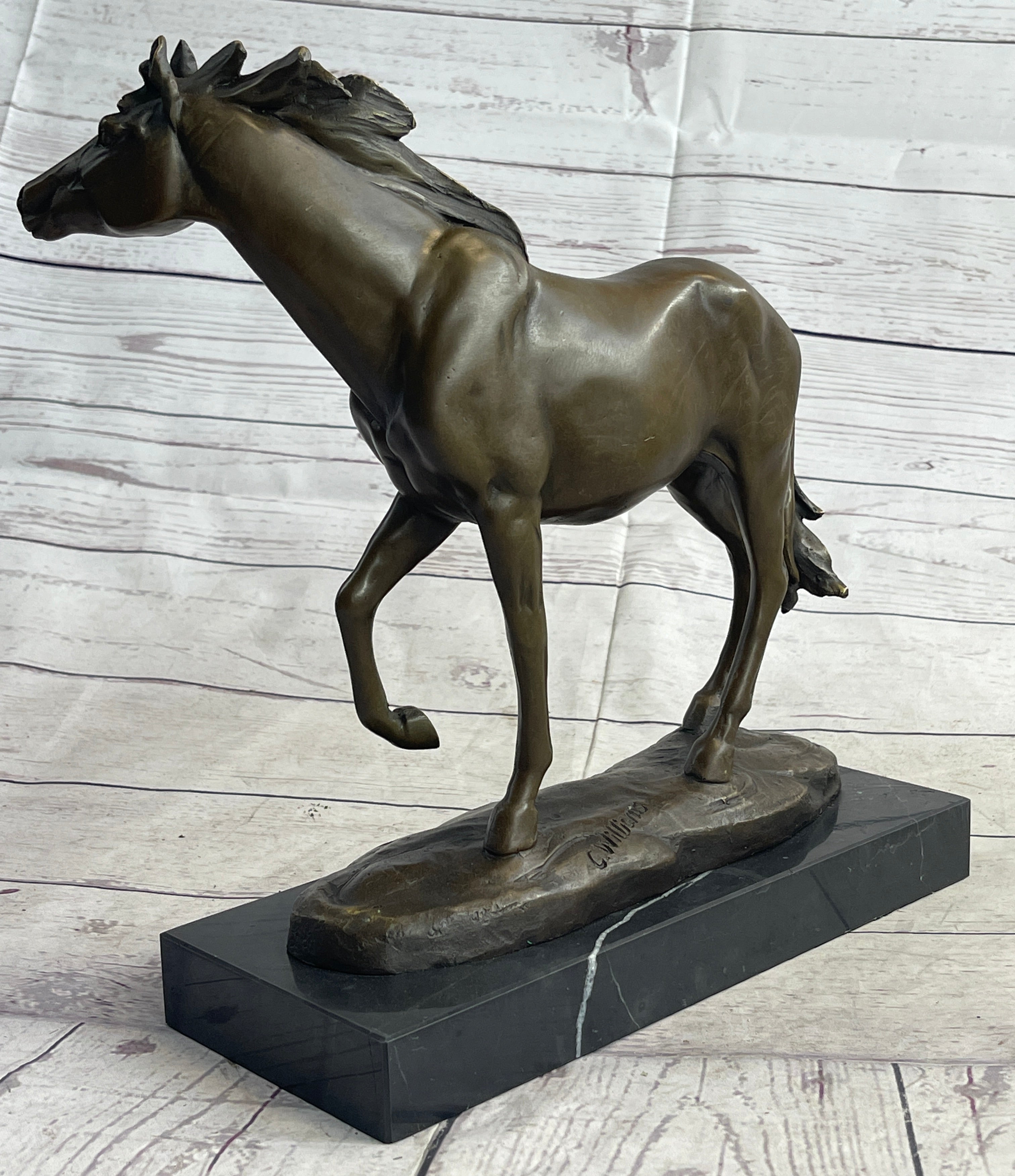Large Arabian Horse Bronze Sculpture Statue By Williams Figurine Figure Decor