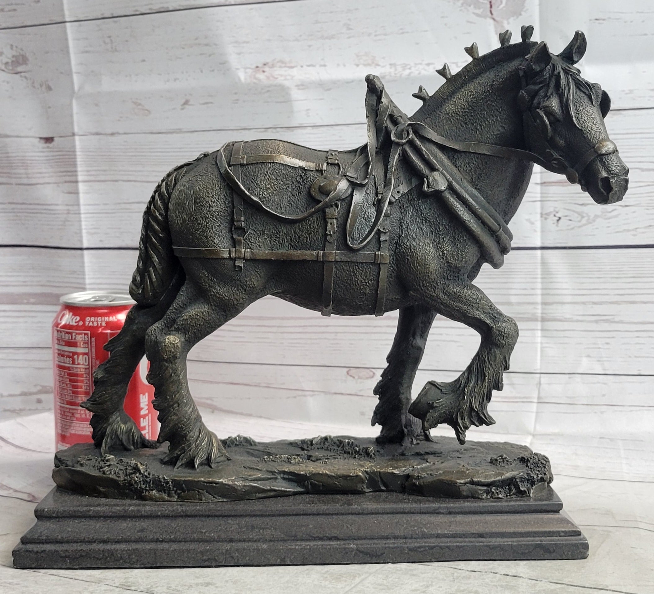 Budweiser Clydesdale Work Horse Bronze Statue Sculpture Original Art on Marble Base