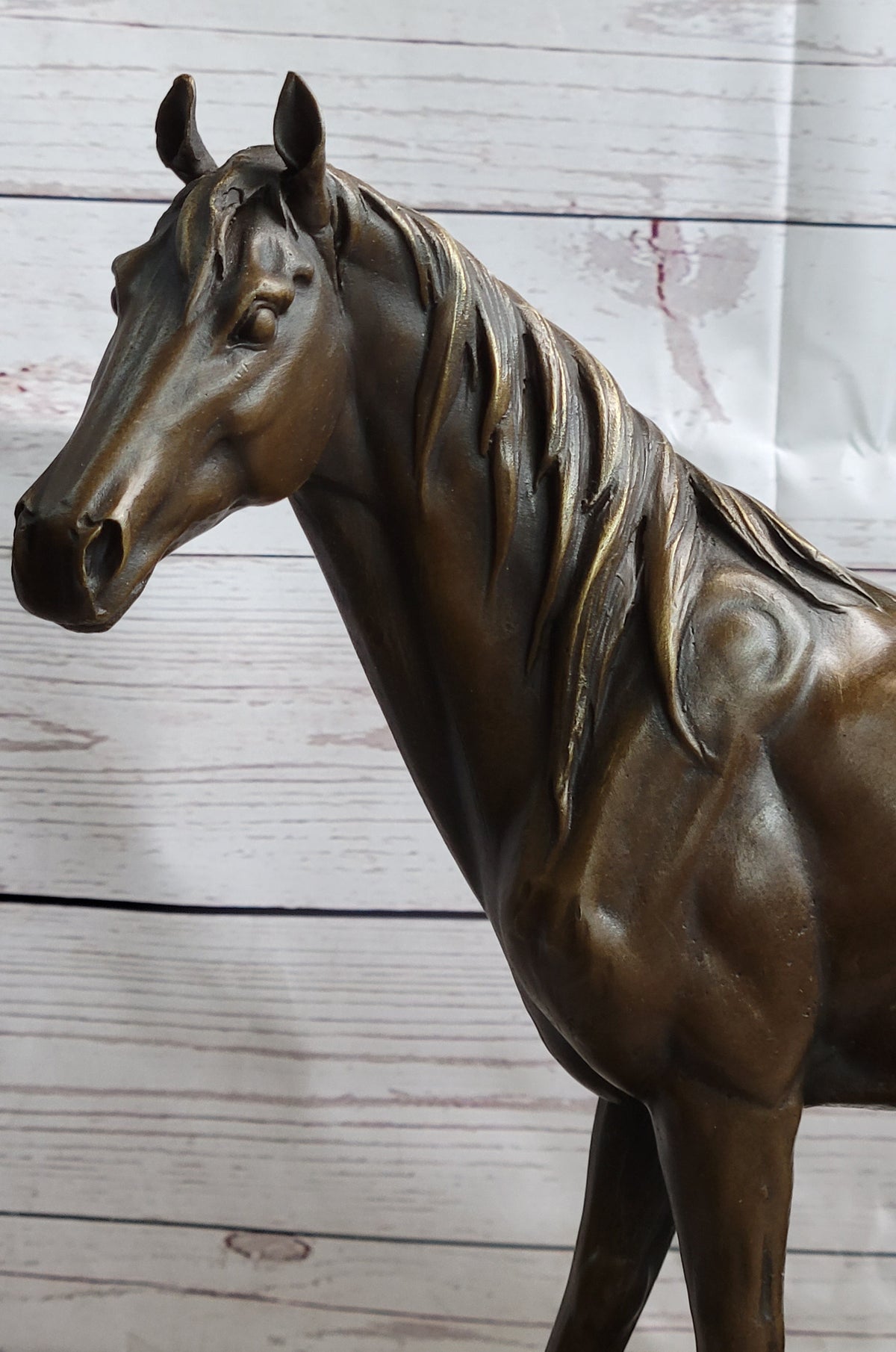 Two Horses Bronze Metal Statue Sculpture after PJ Mene on Marble Base
