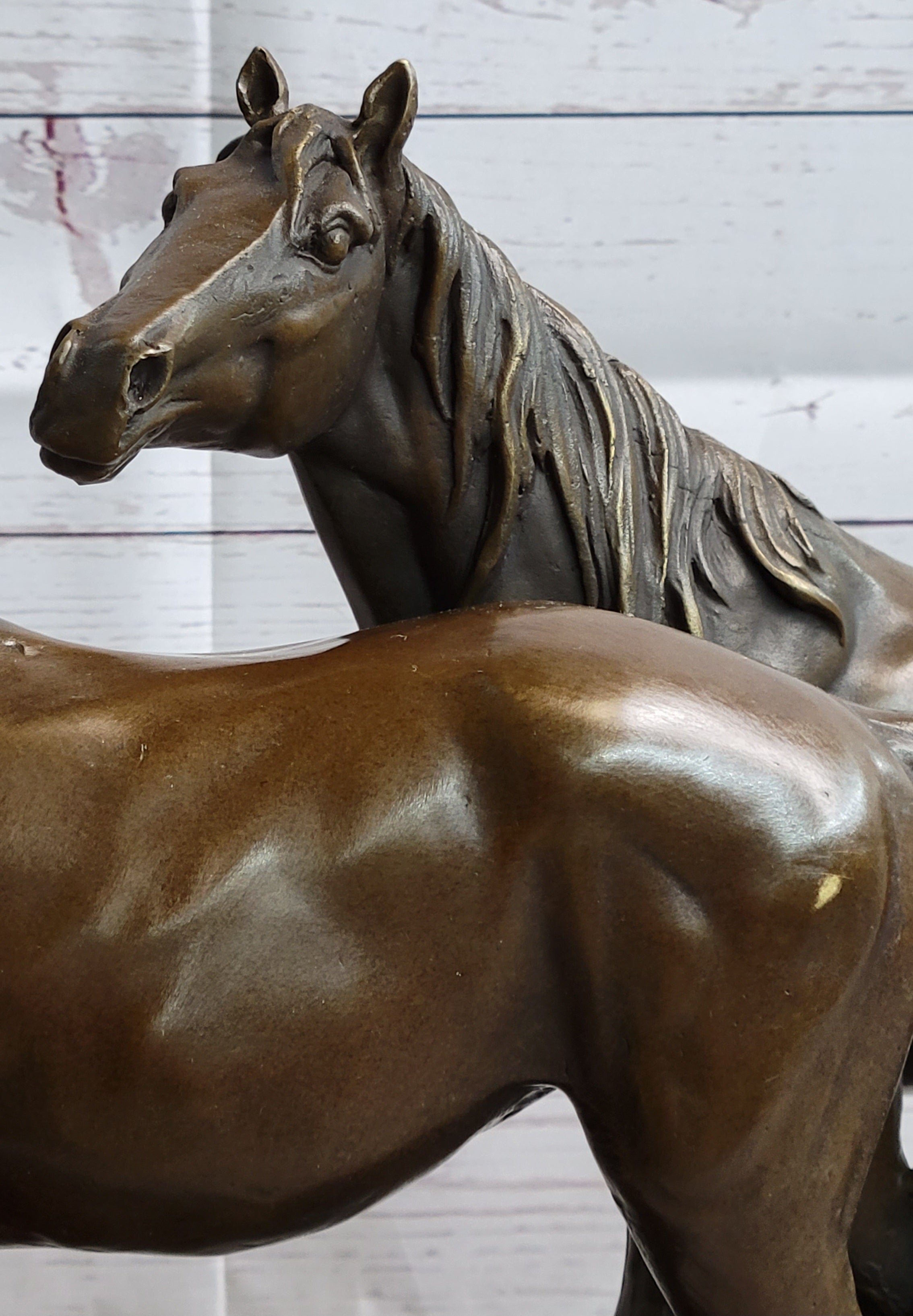 Two Horses Bronze Metal Statue Sculpture after PJ Mene on Marble Base