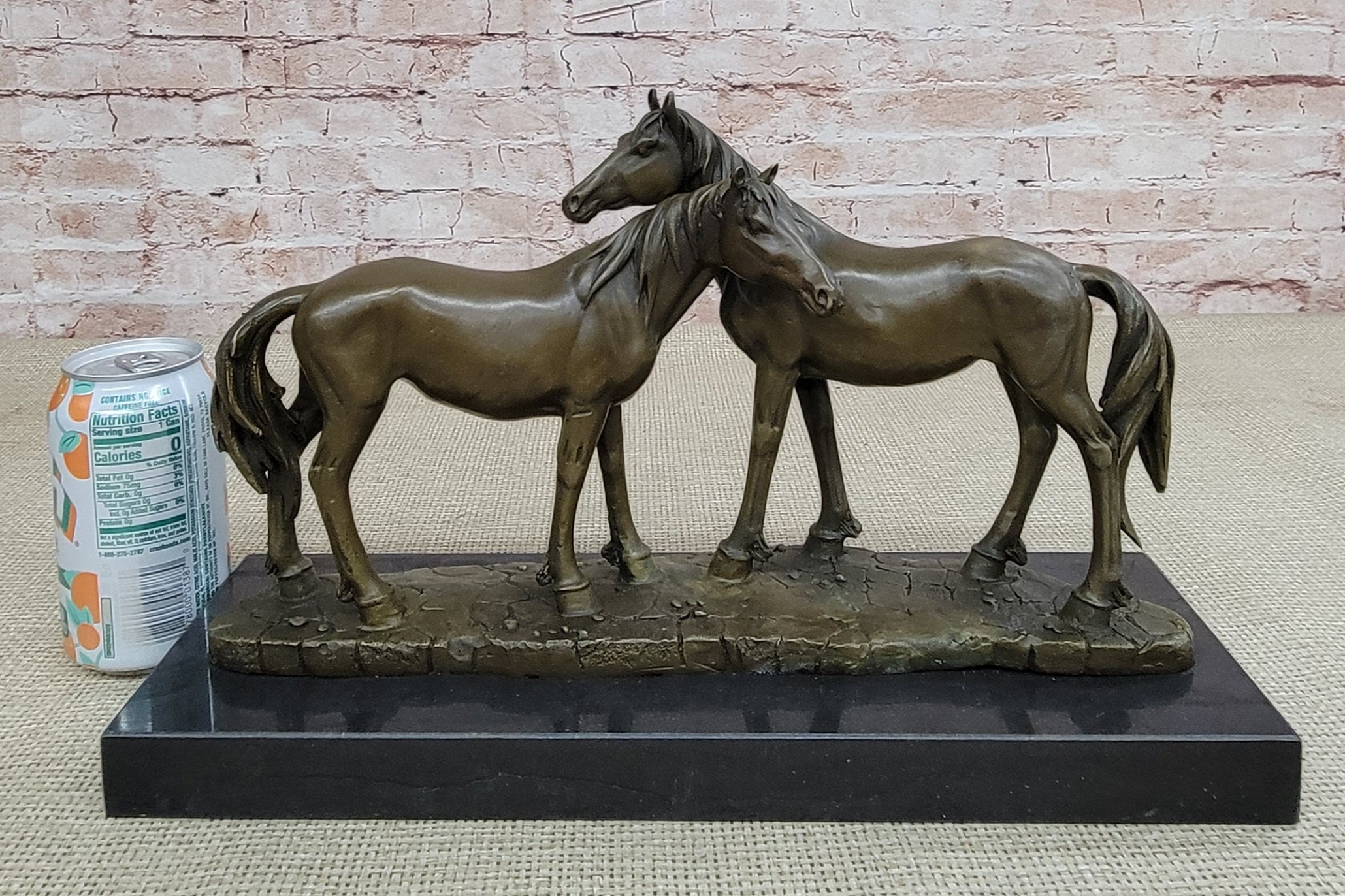 Necking Horses Bronze Sculpture Statue Equestrian Barn Stables Farmhouse Decor