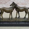 Necking Horses Bronze Sculpture Statue Equestrian Barn Stables Farmhouse Decor