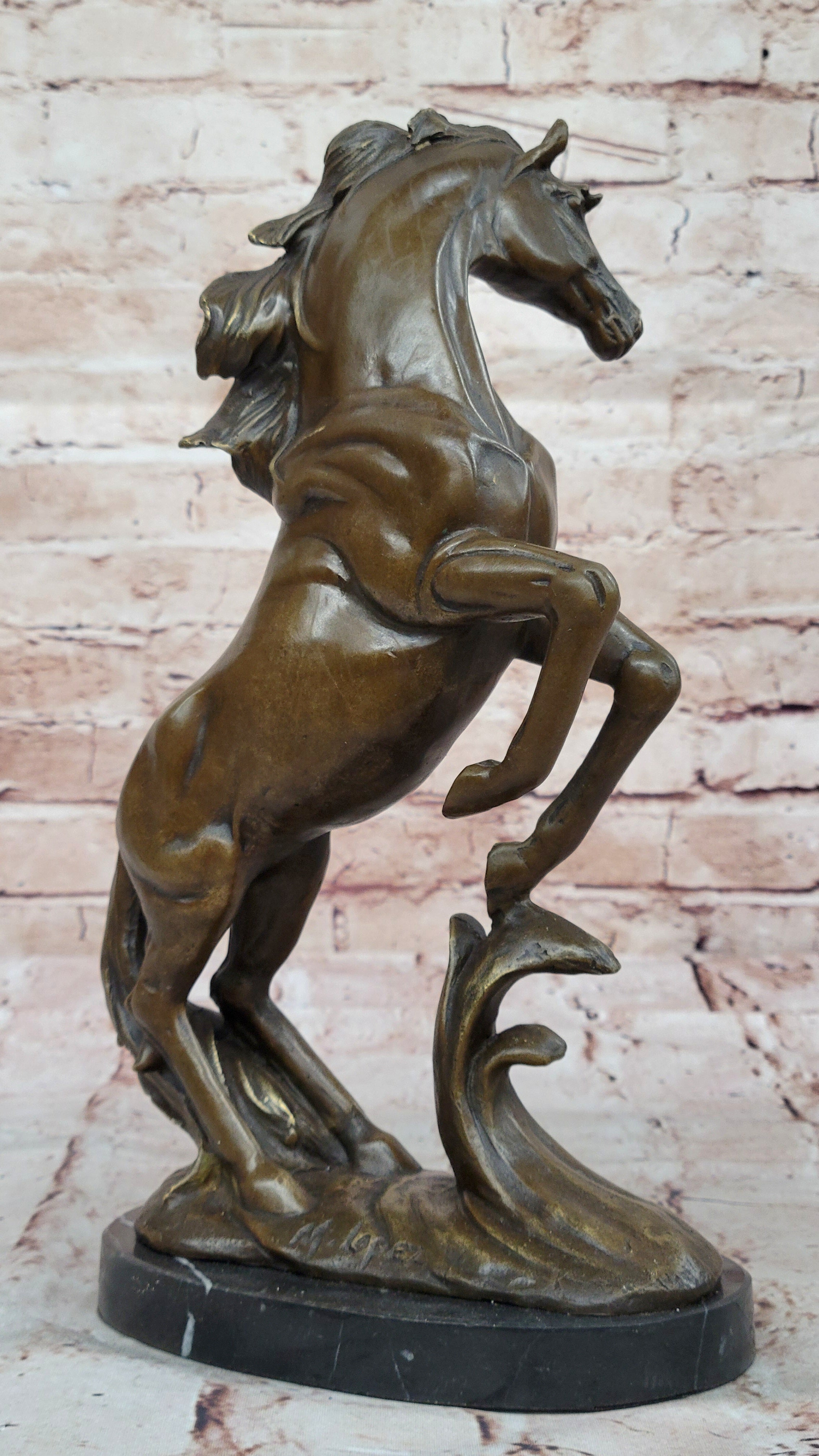 Rearing Horse Bronze Sculpture Statue Equestrian Stables Country Western Decor