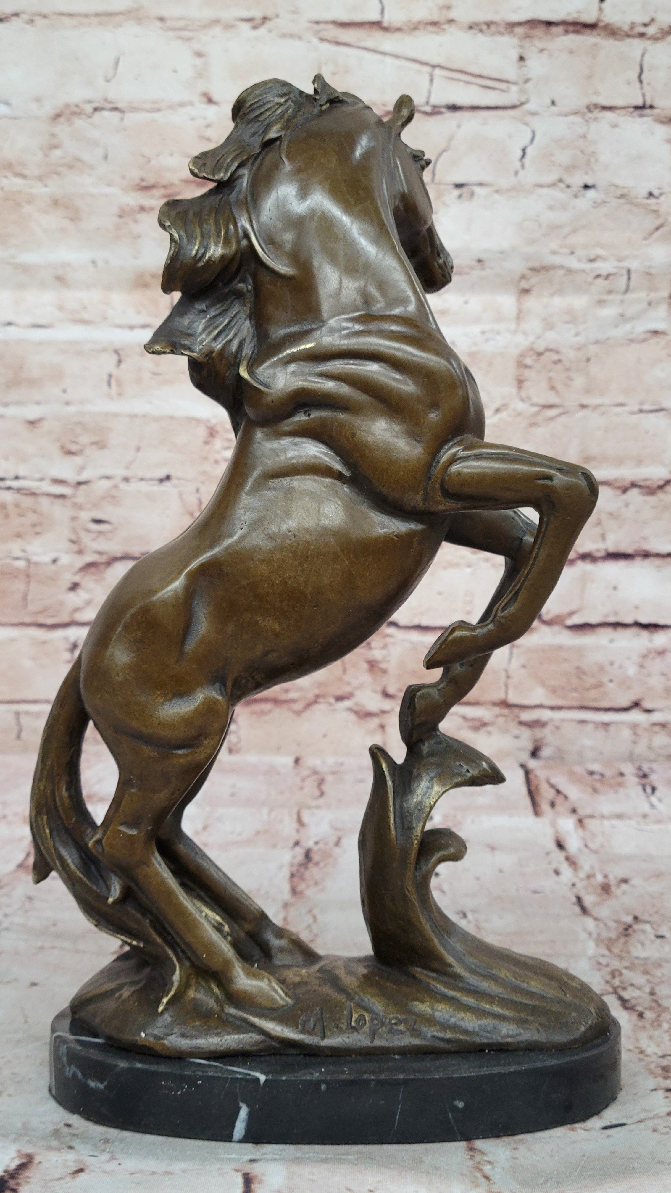 Rearing Horse Bronze Sculpture Statue Equestrian Stables Country Western Decor