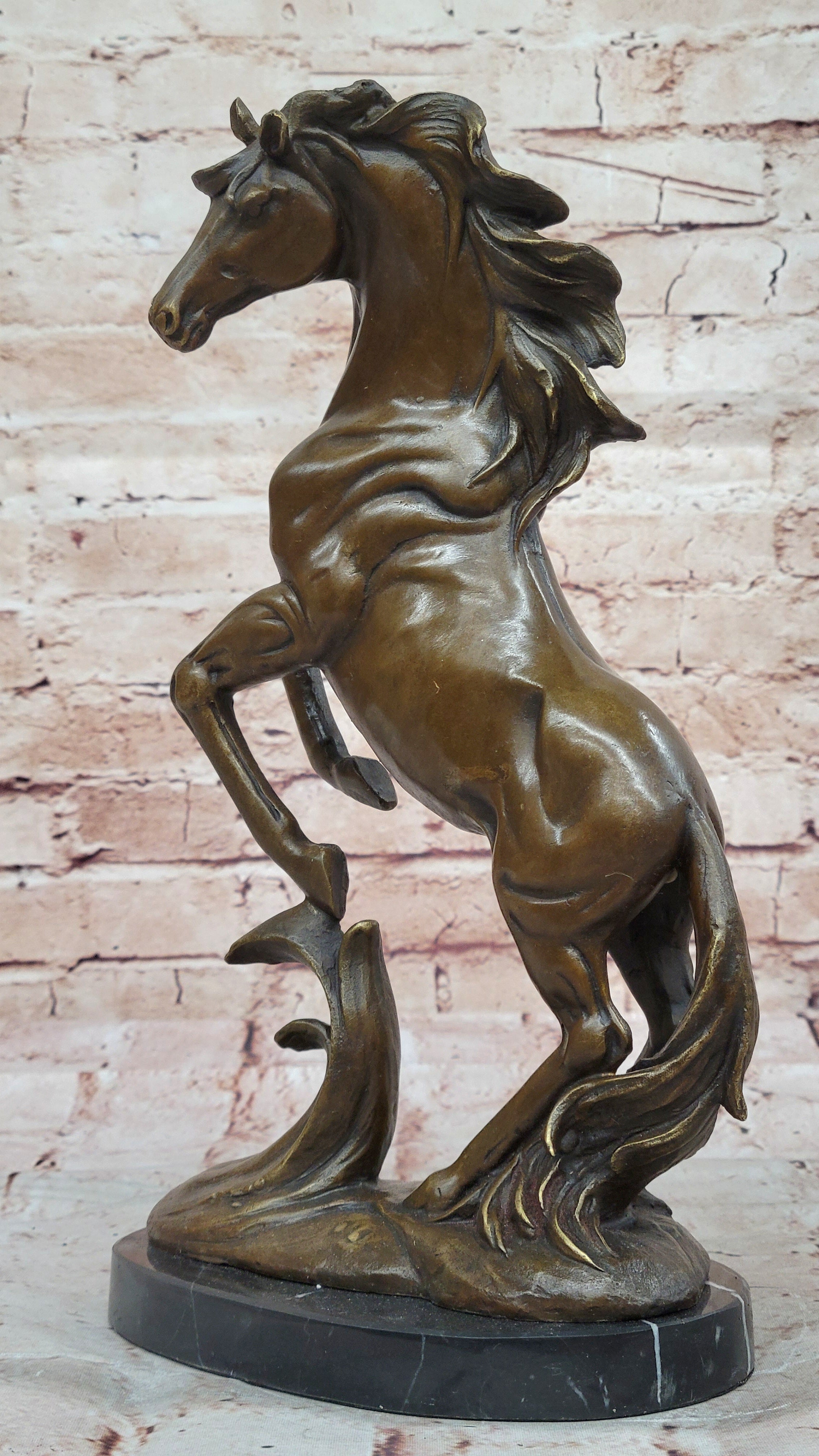 Rearing Horse Bronze Sculpture Statue Equestrian Stables Country Western Decor