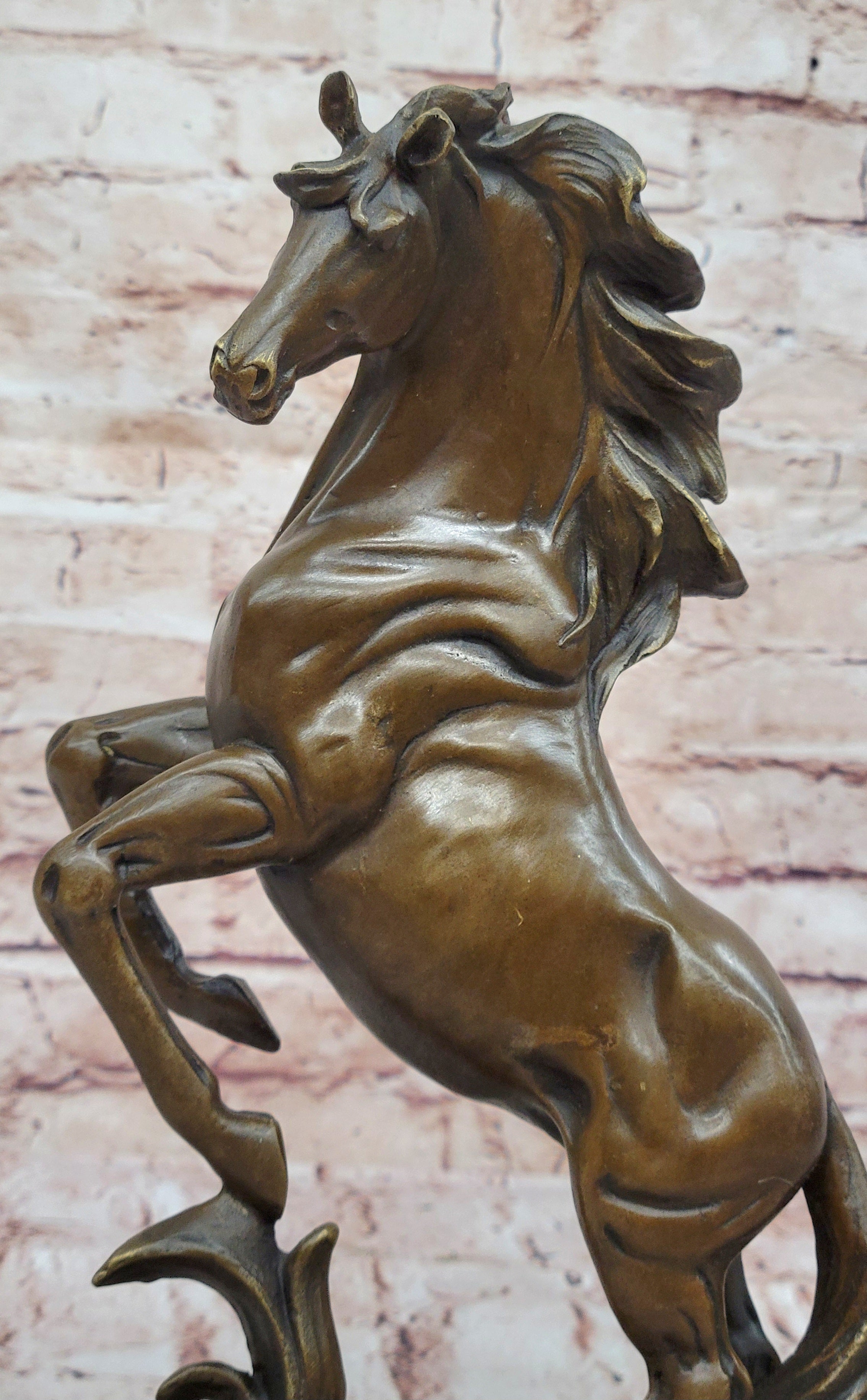 Rearing Horse Bronze Sculpture Statue Equestrian Stables Country Western Decor