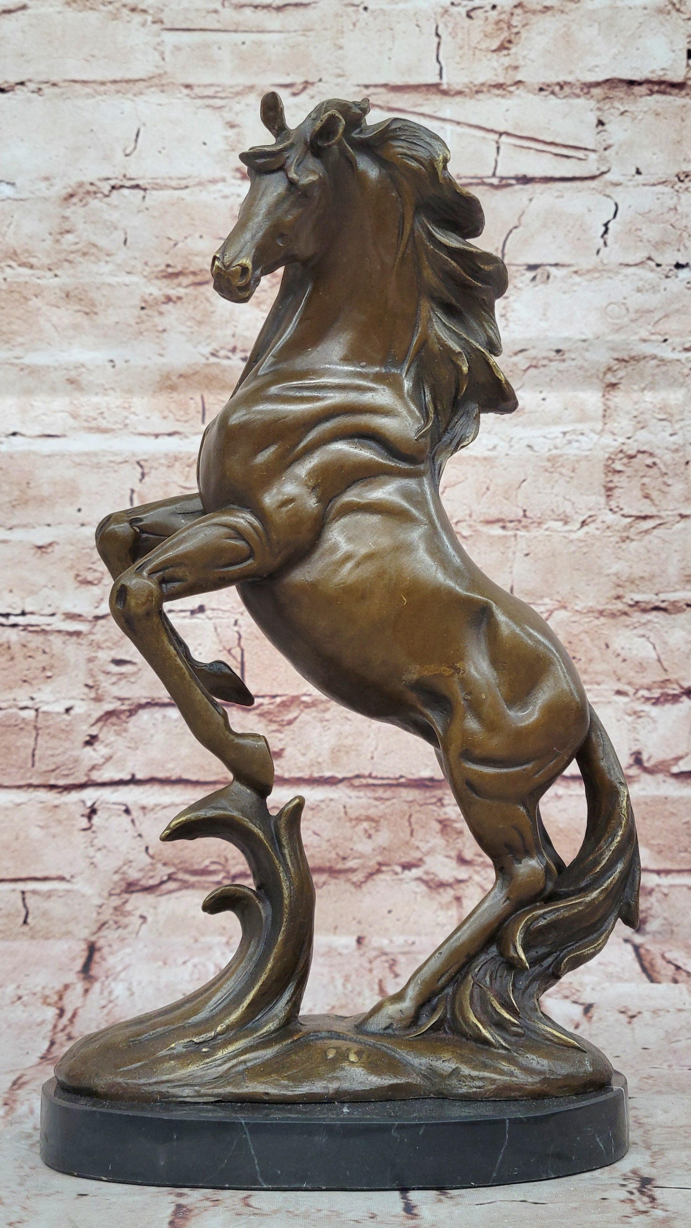 Rearing Horse Bronze Sculpture Statue Equestrian Stables Country Western Decor