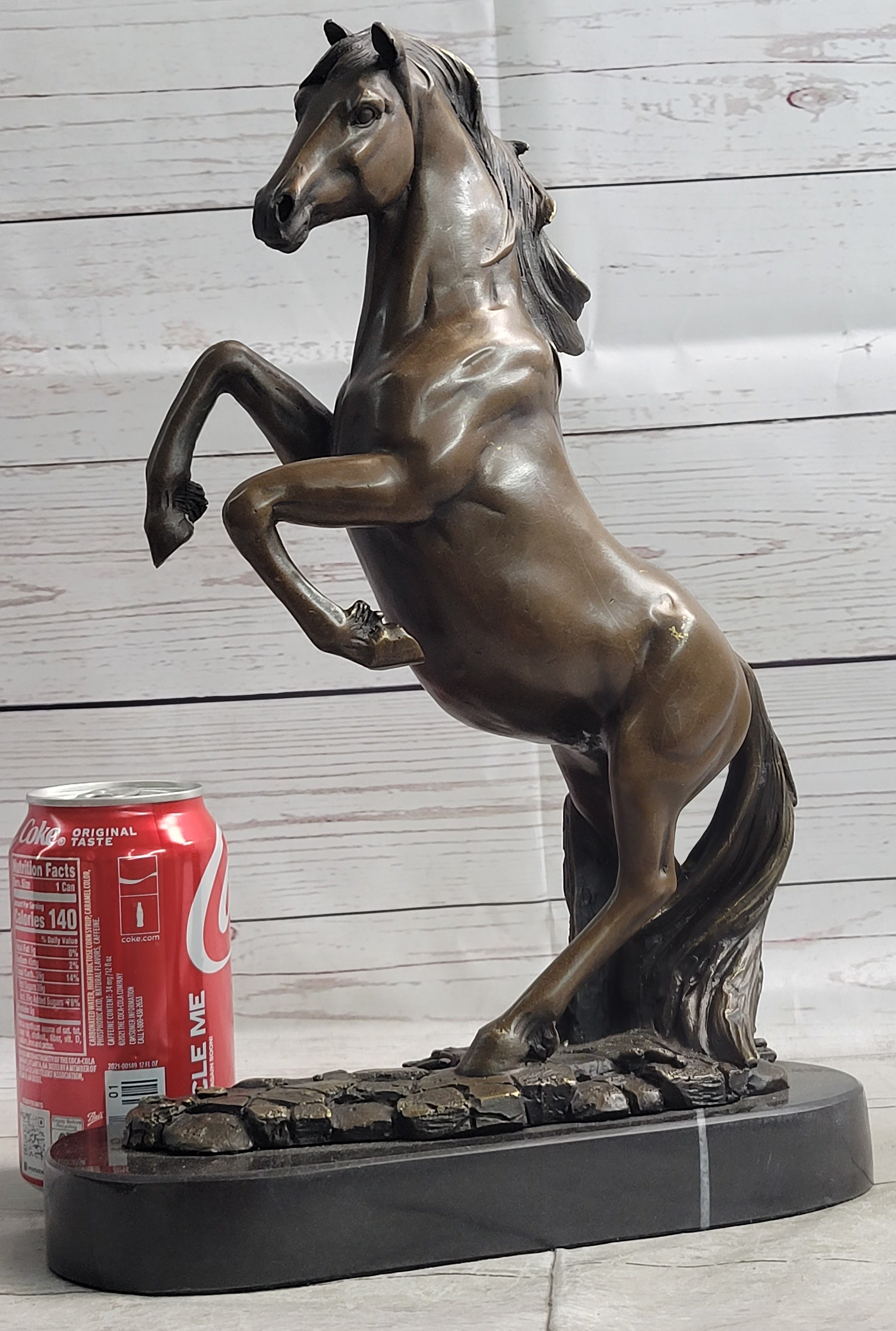 Rearing Horse Bronze Metal Statue Sculpture Equestrian Decor Gift Signed Original Art