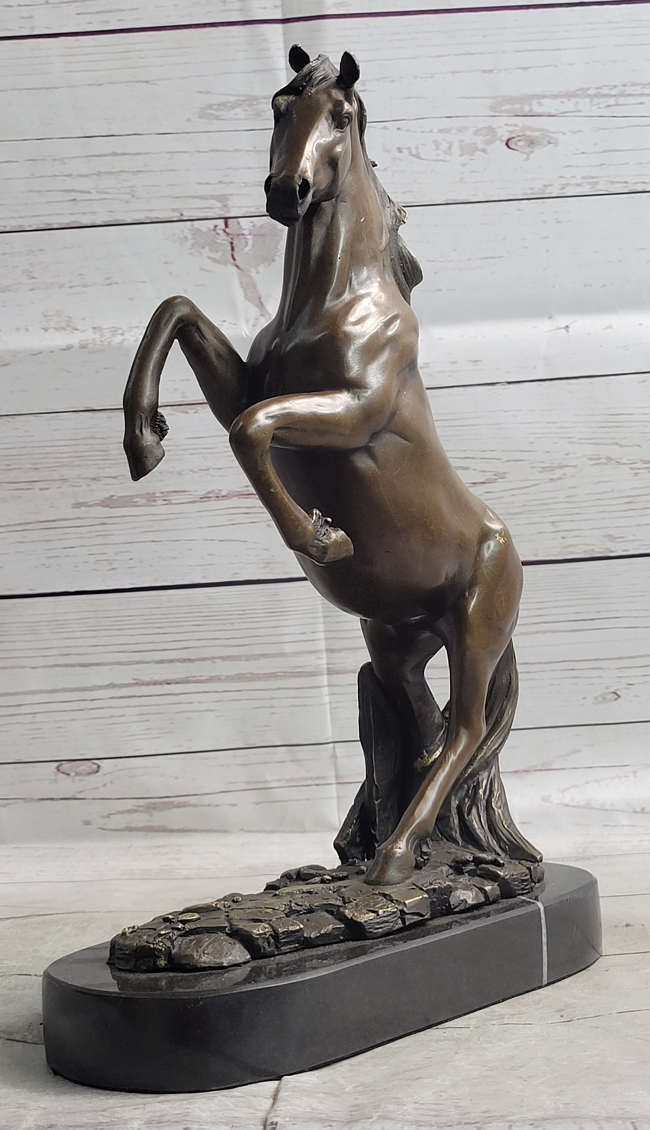 Rearing Horse Bronze Metal Statue Sculpture Equestrian Decor Gift Signed Original Art