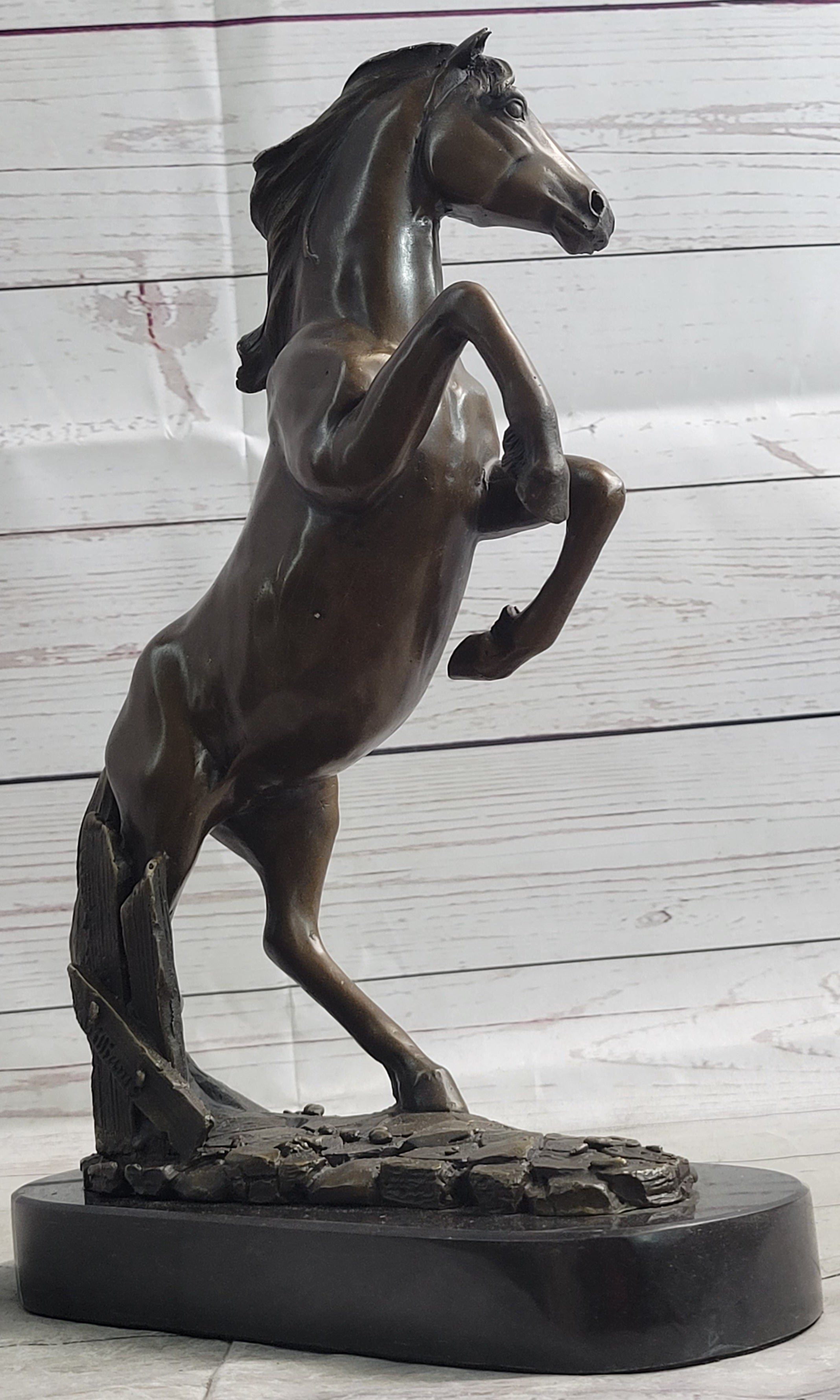 Rearing Horse Bronze Metal Statue Sculpture Equestrian Decor Gift Signed Original Art