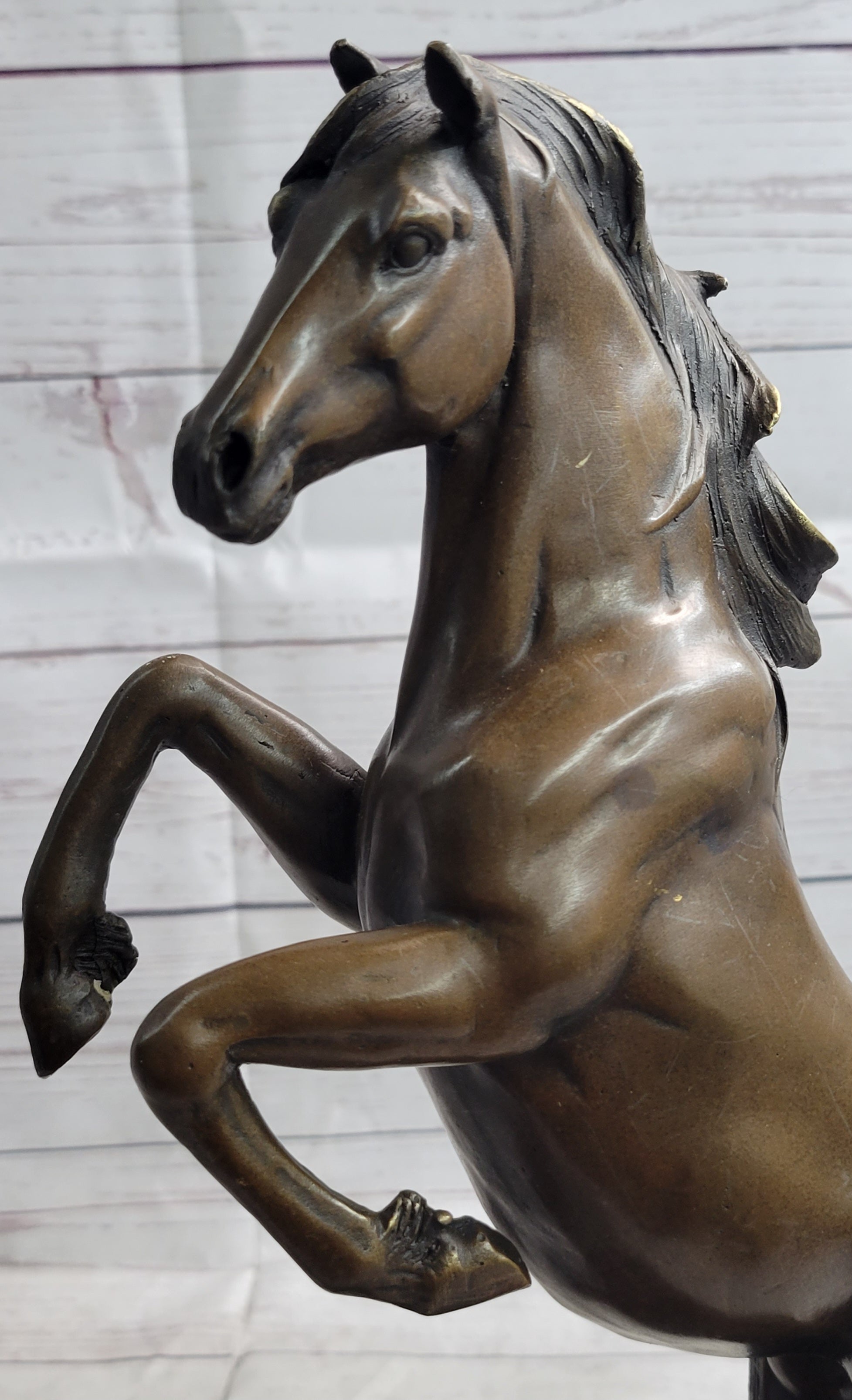 Rearing Horse Bronze Metal Statue Sculpture Equestrian Decor Gift Signed Original Art