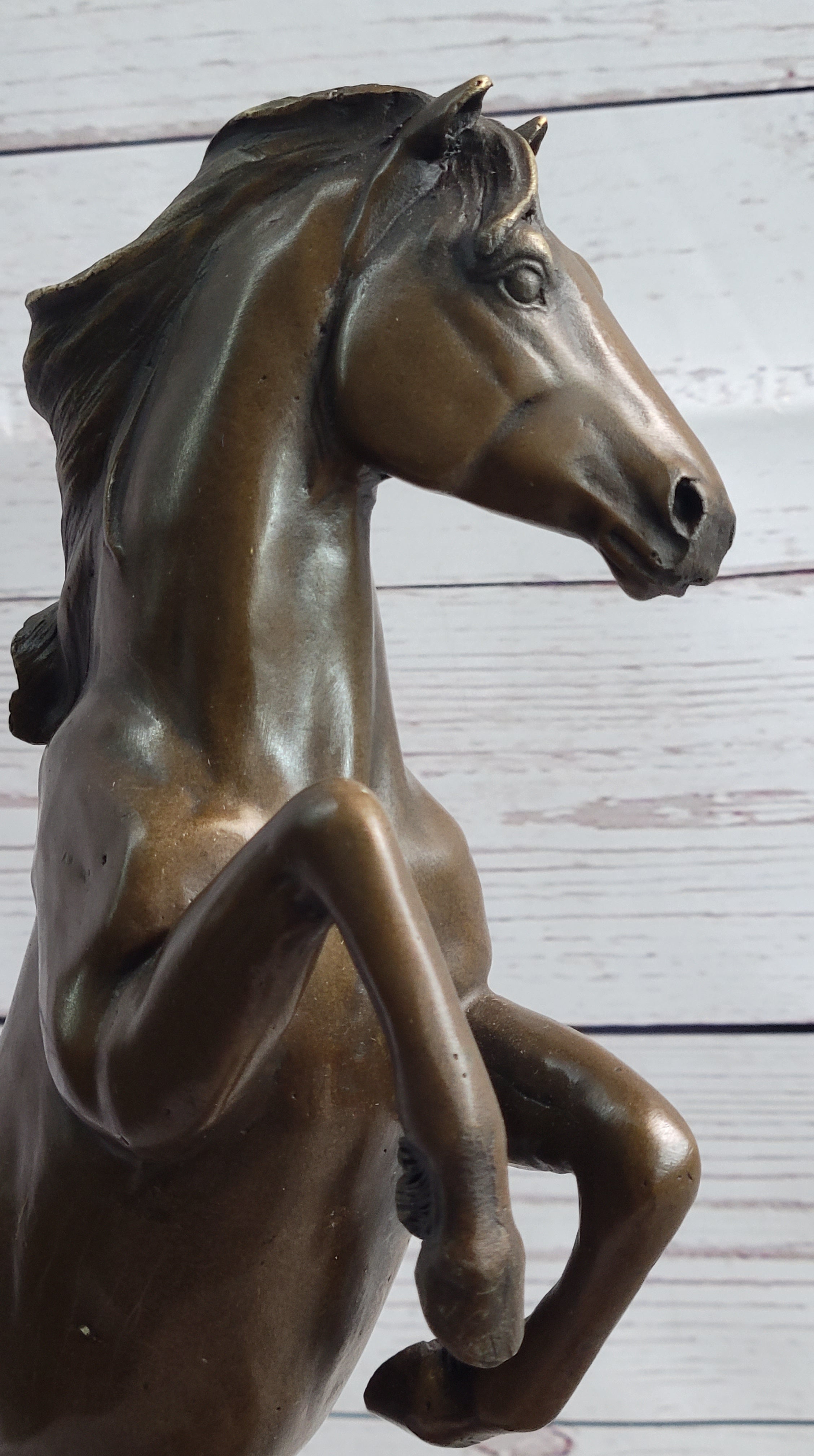 Rearing Horse Bronze Metal Statue Sculpture Equestrian Decor Gift Signed Original Art