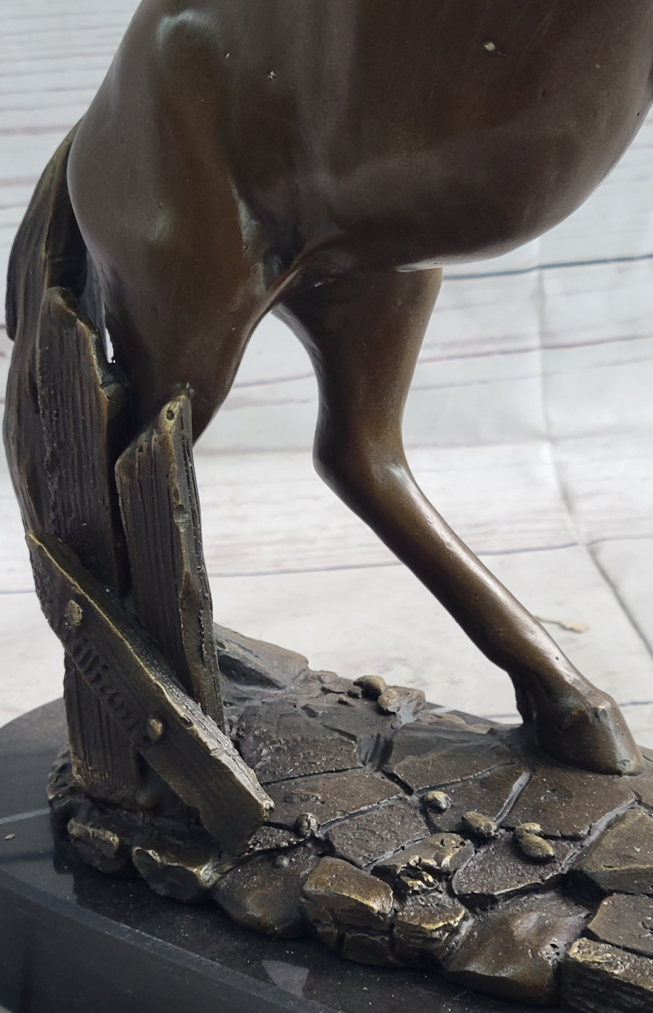 Rearing Horse Bronze Metal Statue Sculpture Equestrian Decor Gift Signed Original Art