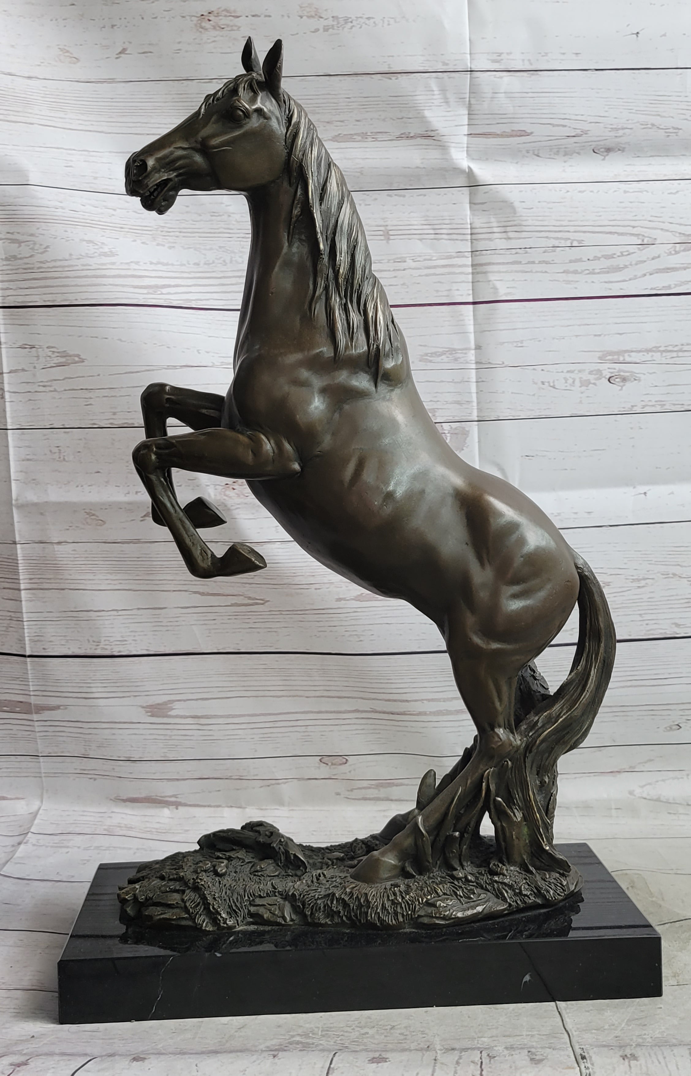 Rearing Arabian Horse Stallion Bronze Statue Sculpture Figure Equestrian Farm Stable Decor