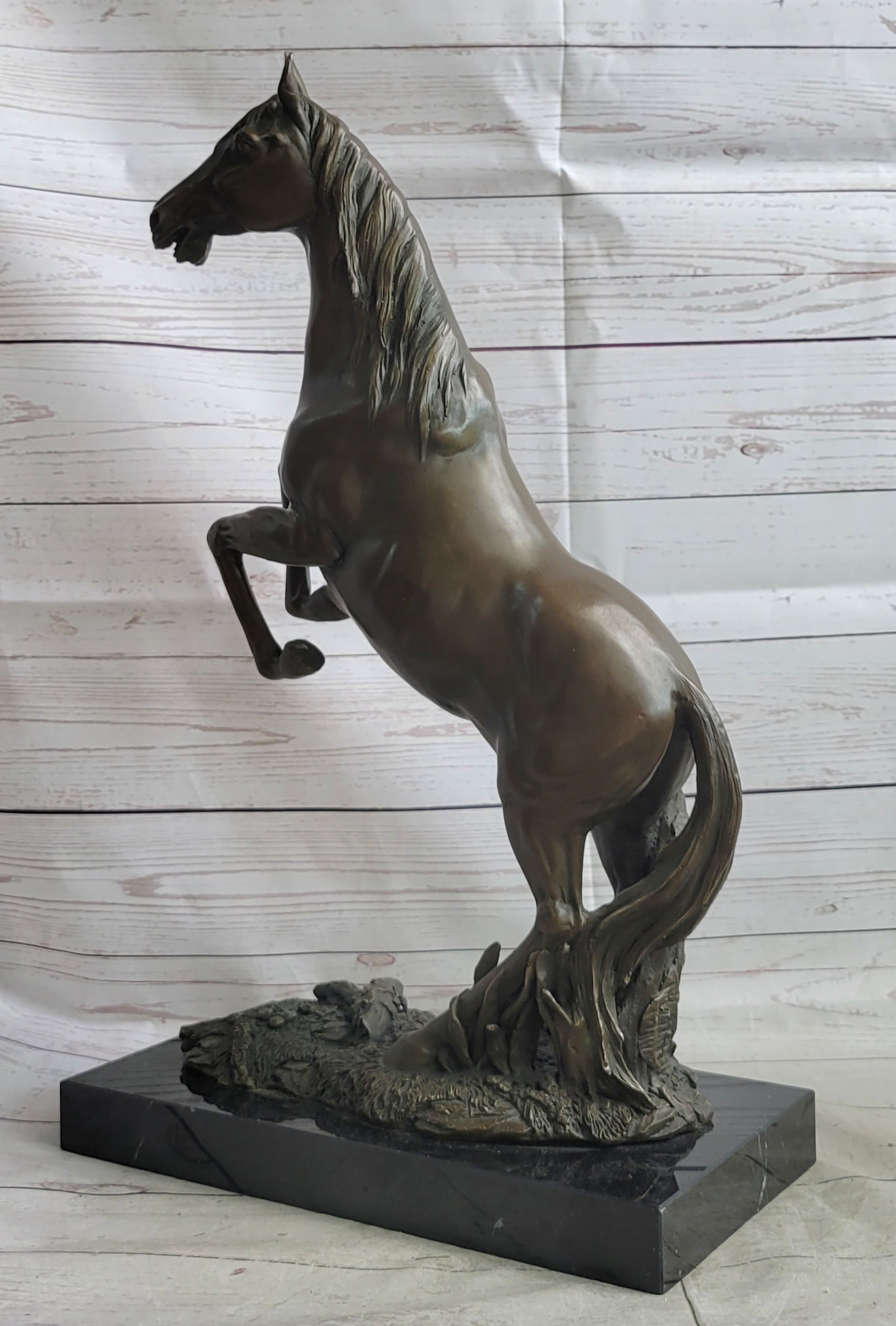 Rearing Arabian Horse Stallion Bronze Statue Sculpture Figure Equestrian Farm Stable Decor