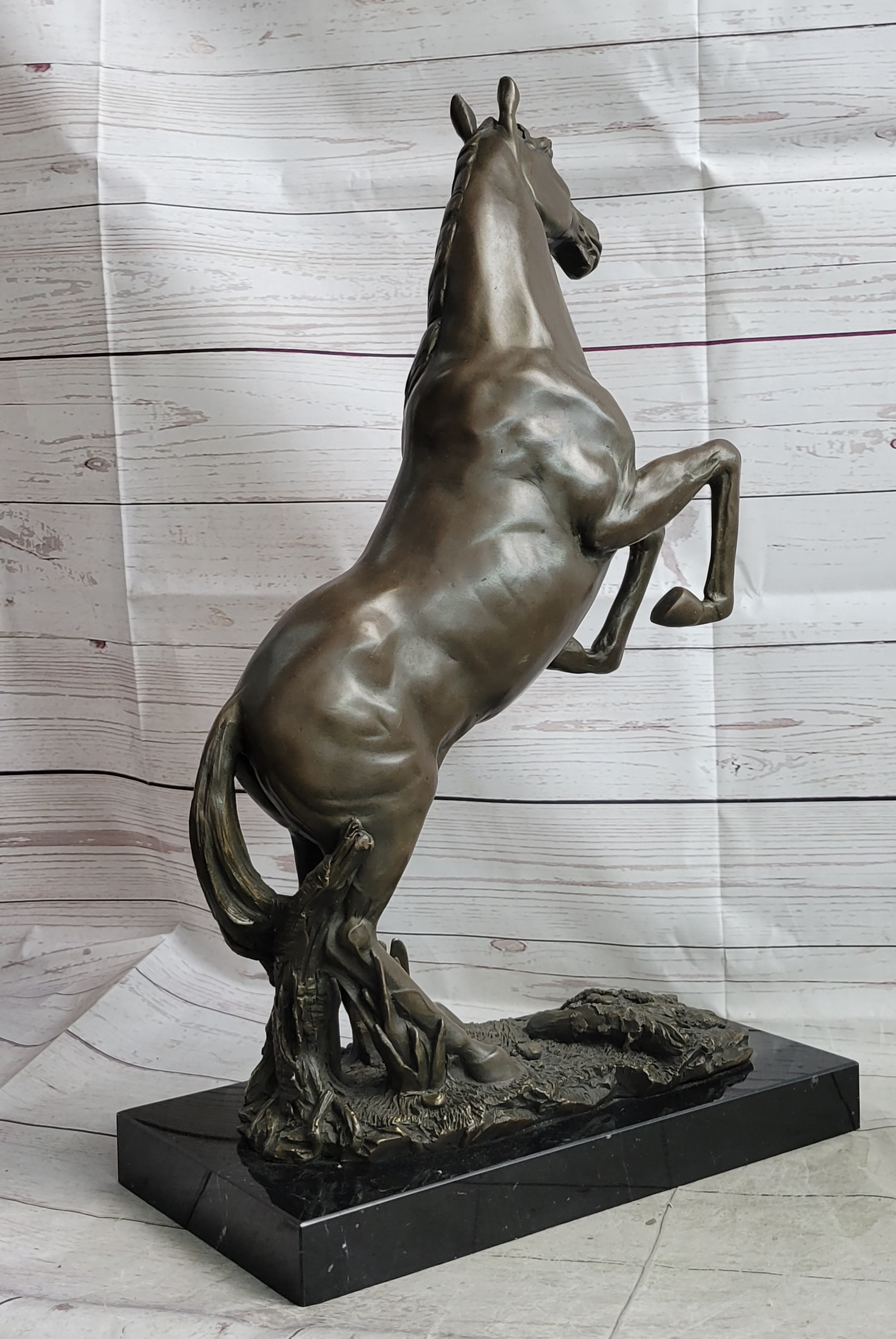 Rearing Arabian Horse Stallion Bronze Statue Sculpture Figure Equestrian Farm Stable Decor