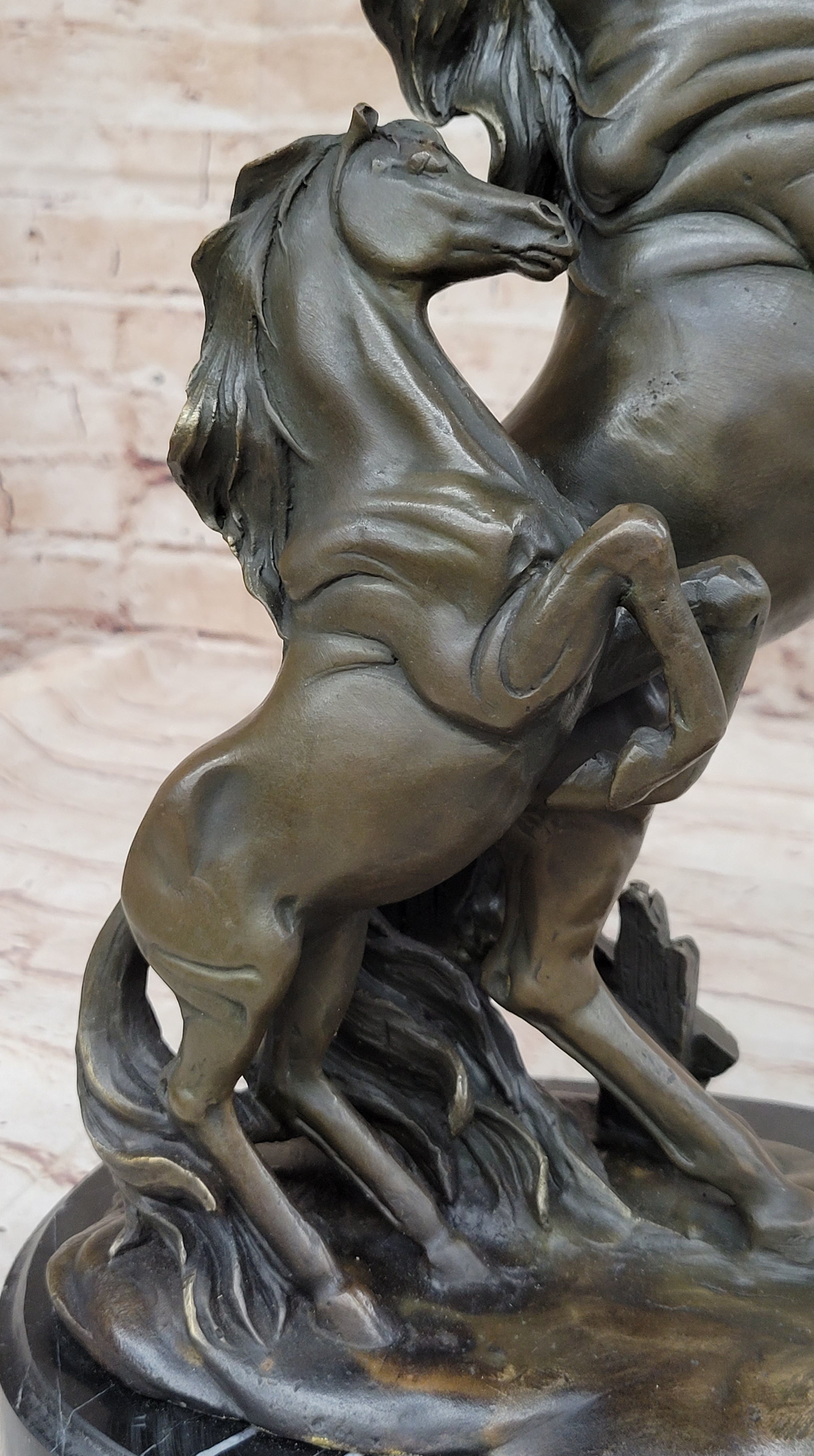 Adult and Baby Horse Pony Dual Rearing Horses Bronze Statue Sculpture Decor