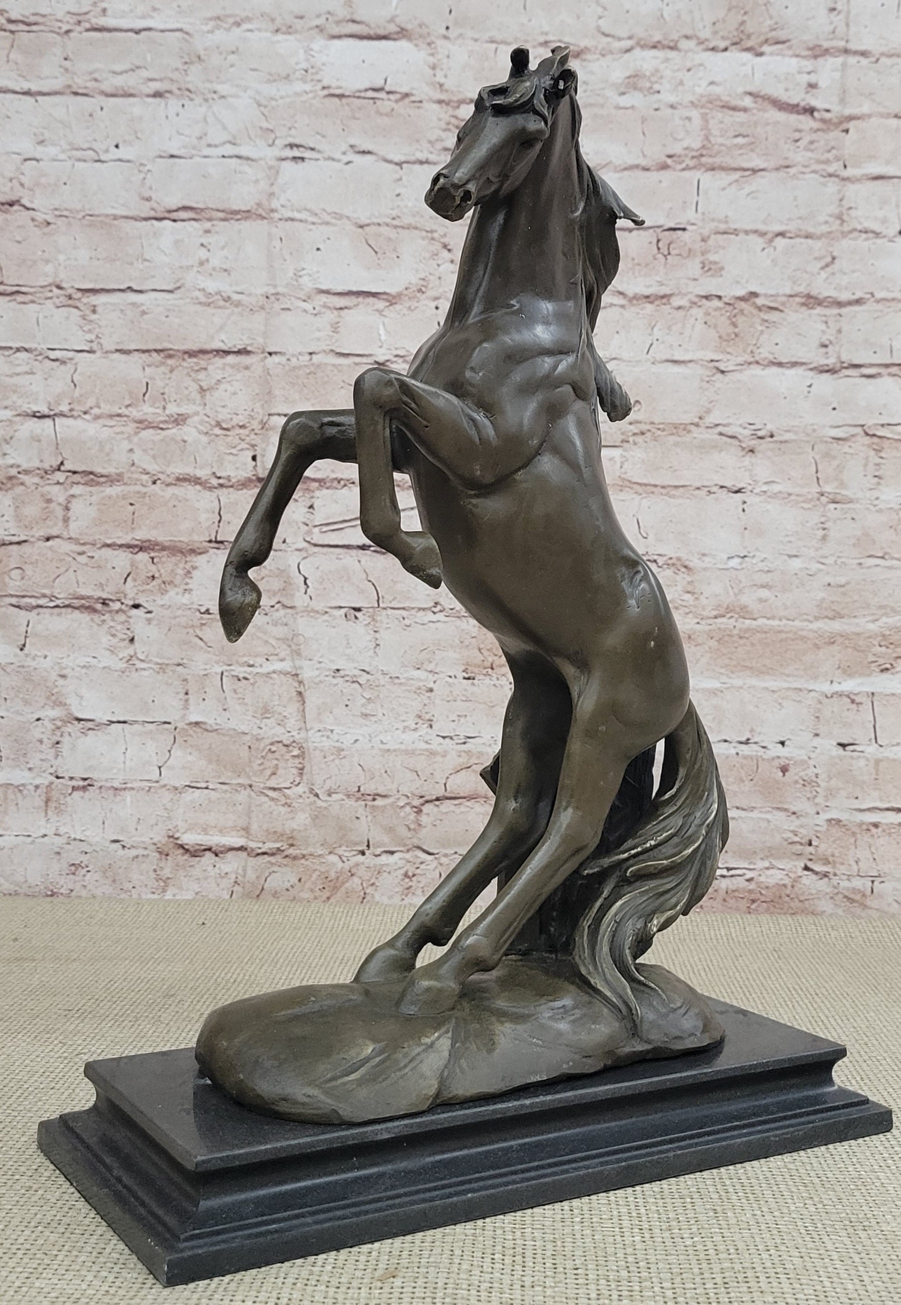 Rearing Stallion Horse Bronze Sculpture Statue Equestrian Horses Decor Signed Original Art