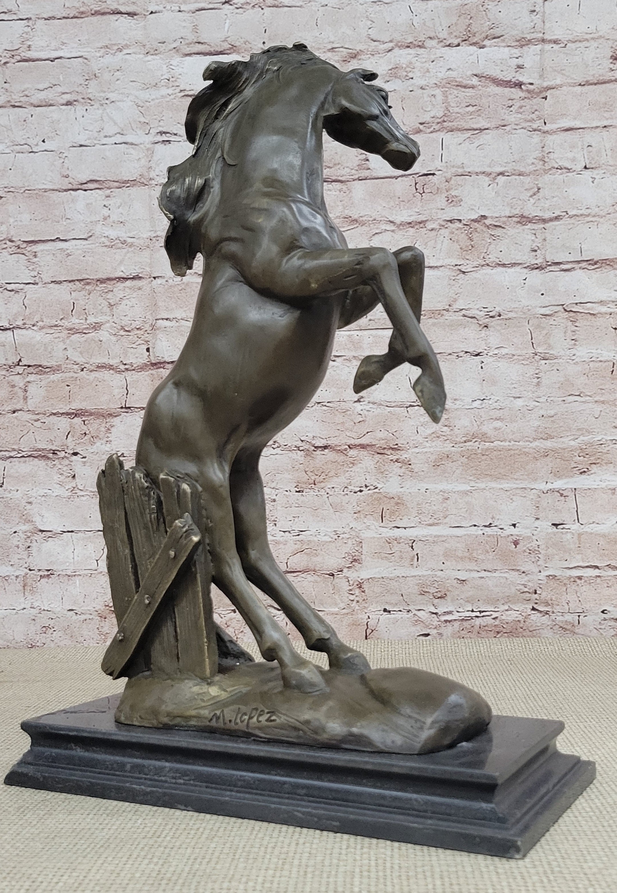 Rearing Stallion Horse Bronze Sculpture Statue Equestrian Horses Decor Signed Original Art