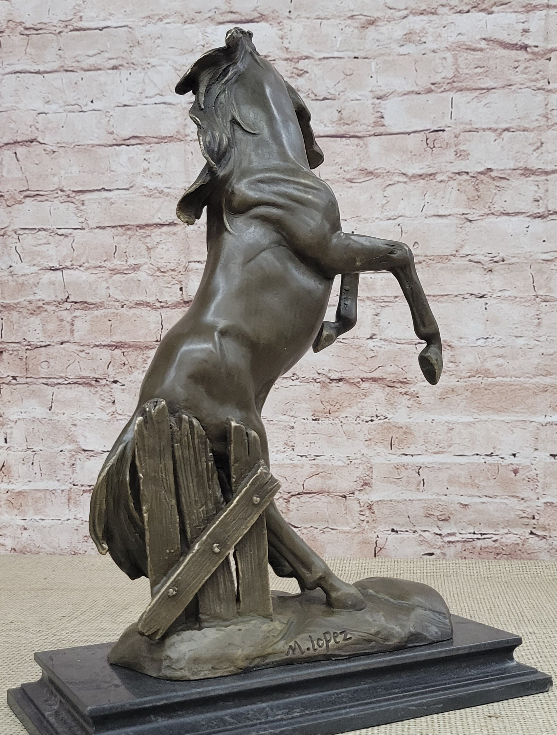 Rearing Stallion Horse Bronze Sculpture Statue Equestrian Horses Decor Signed Original Art