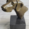 Weimaraner Vizsla Dog Bronze Bust Sculpture Statue Home Decor Figurine on Marble Base