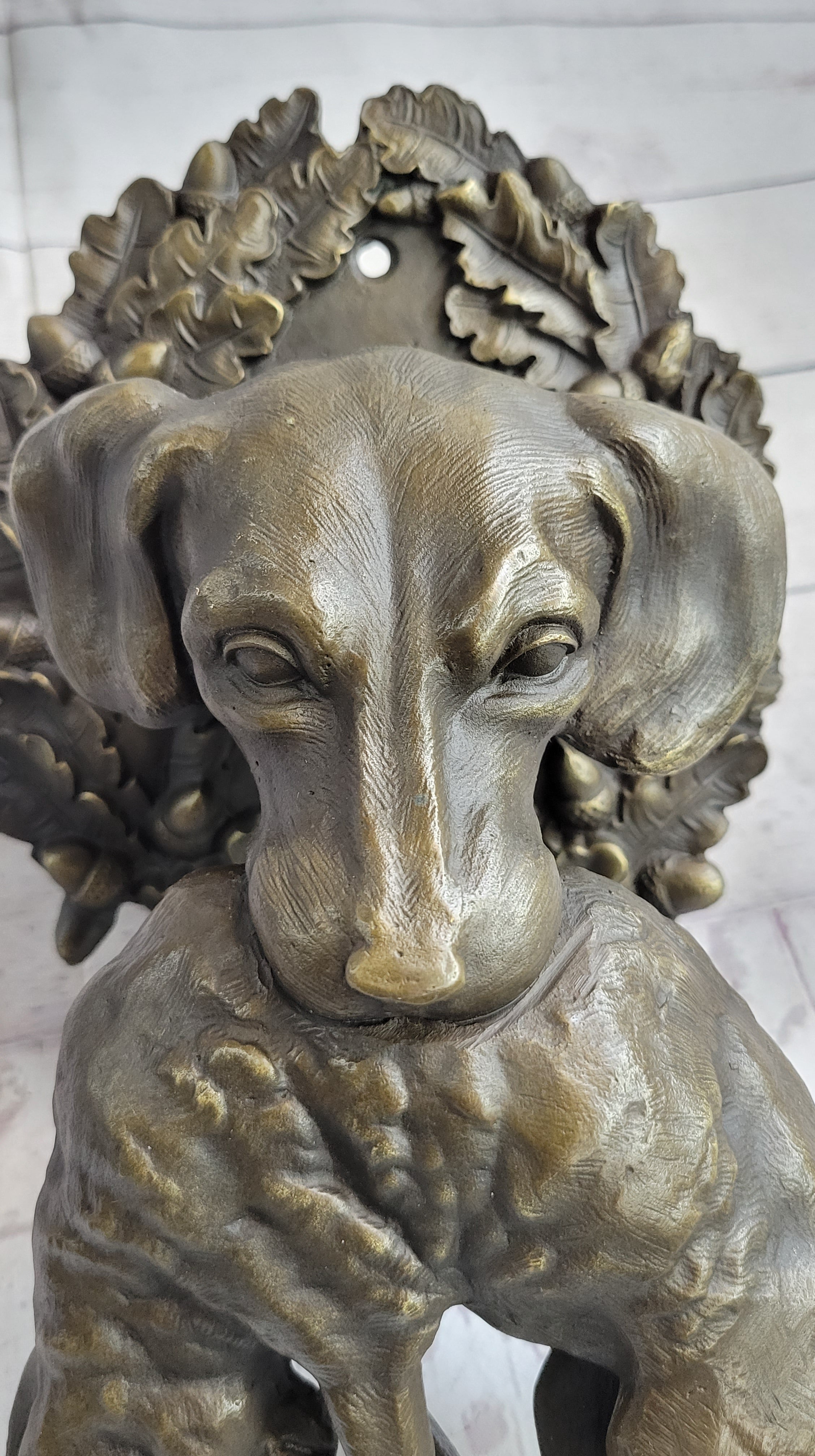Hanging Wall Mounted Bronze Sculpture of Retriever Dog with Rabbit in Mouth 12" x 17"