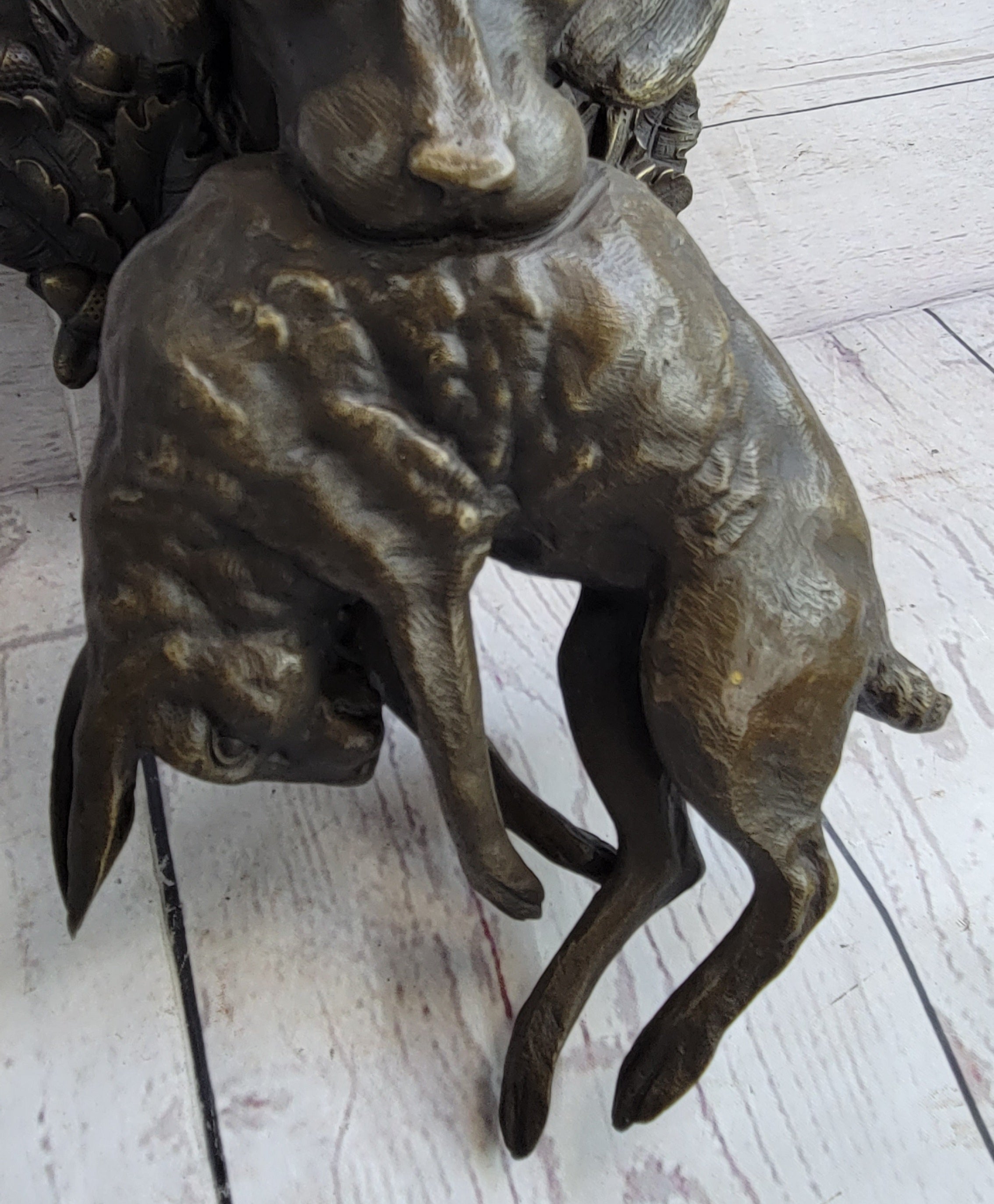 Hanging Wall Mounted Bronze Sculpture of Retriever Dog with Rabbit in Mouth 12" x 17"