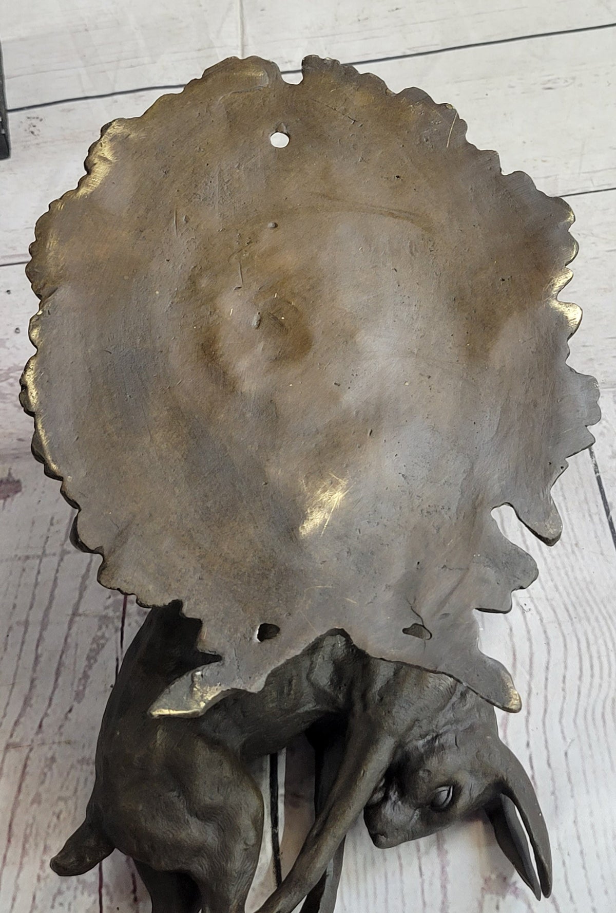 Hanging Wall Mounted Bronze Sculpture of Retriever Dog with Rabbit in Mouth 12" x 17"