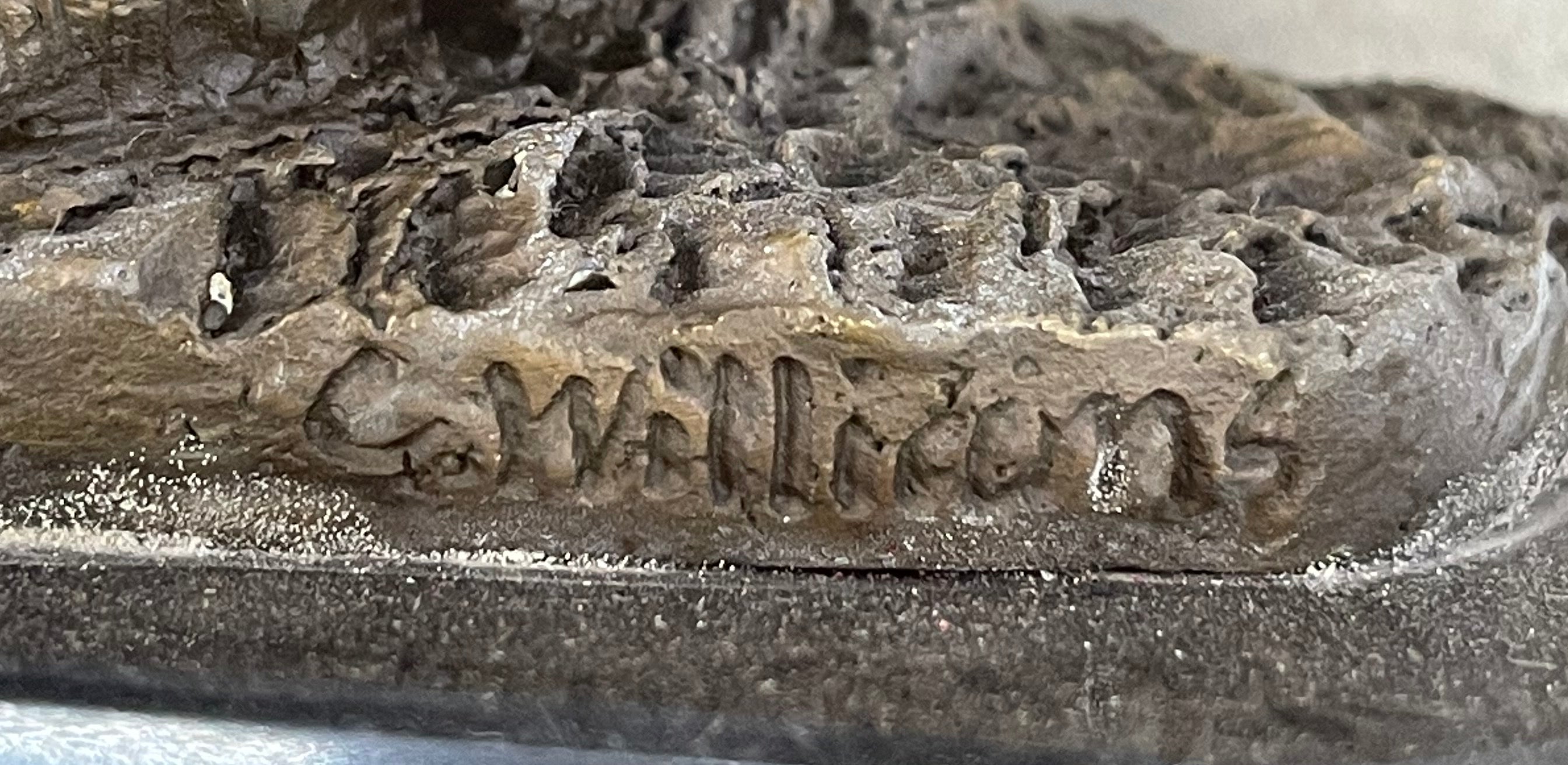 English Bulldog Pushing Wheelbarrow Bronze Planter Dish Sculpture Figure 12" x 12"