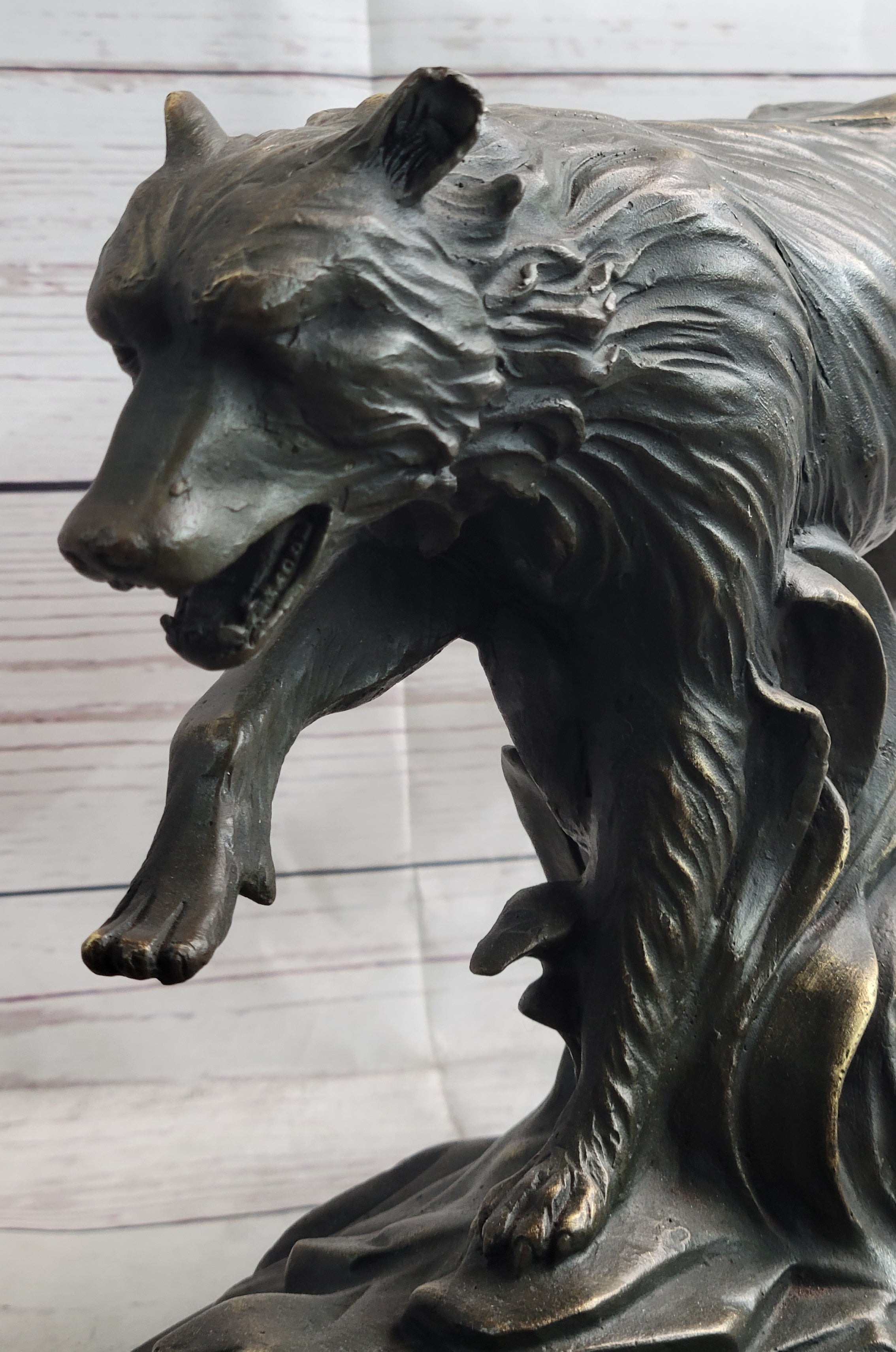 Running Wolf Dog Wildlife Art Decor Bronze Metal Statue Sculpture Original Art