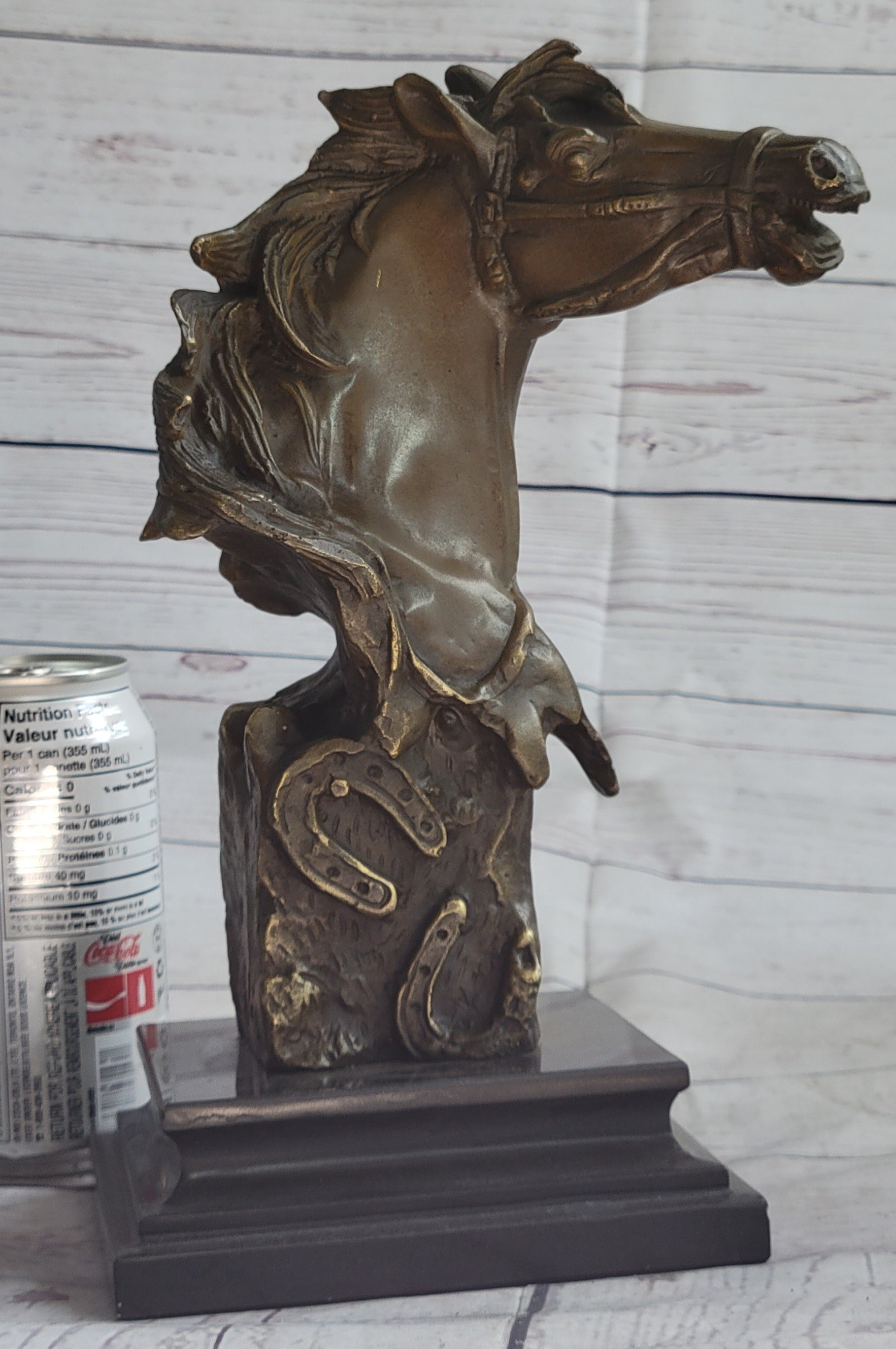 Horse Head Bust Abstract Bronze Metal Statue Sculpture Figure on Marble Base Original Art