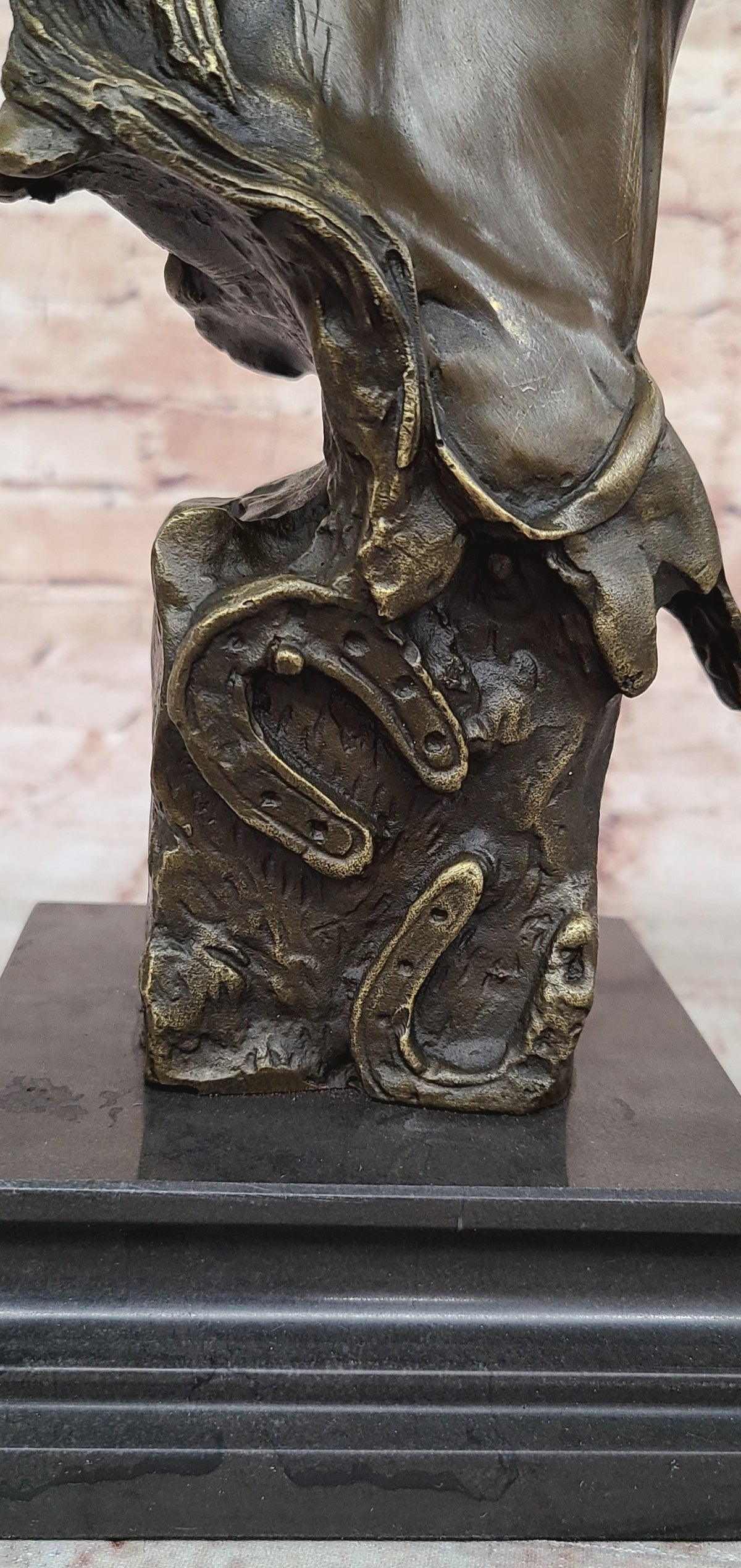 Horse Head Bust Abstract Bronze Metal Statue Sculpture Figure on Marble Base Original Art