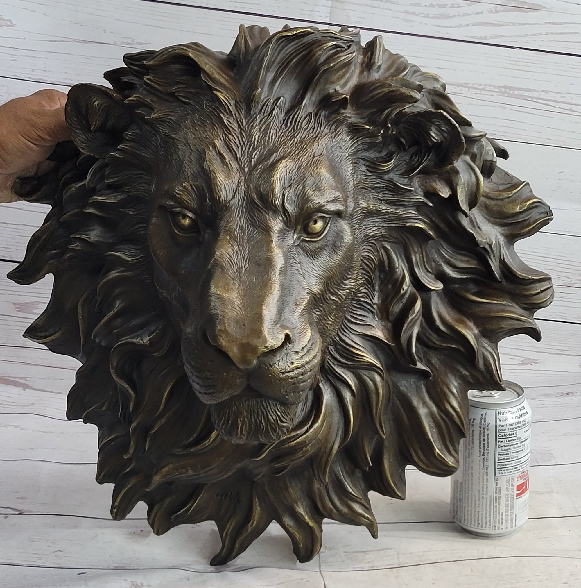 Wall Mounted Hanging Lion Head Bust Sculpture Decor Signed Original Milo 18" x 18"