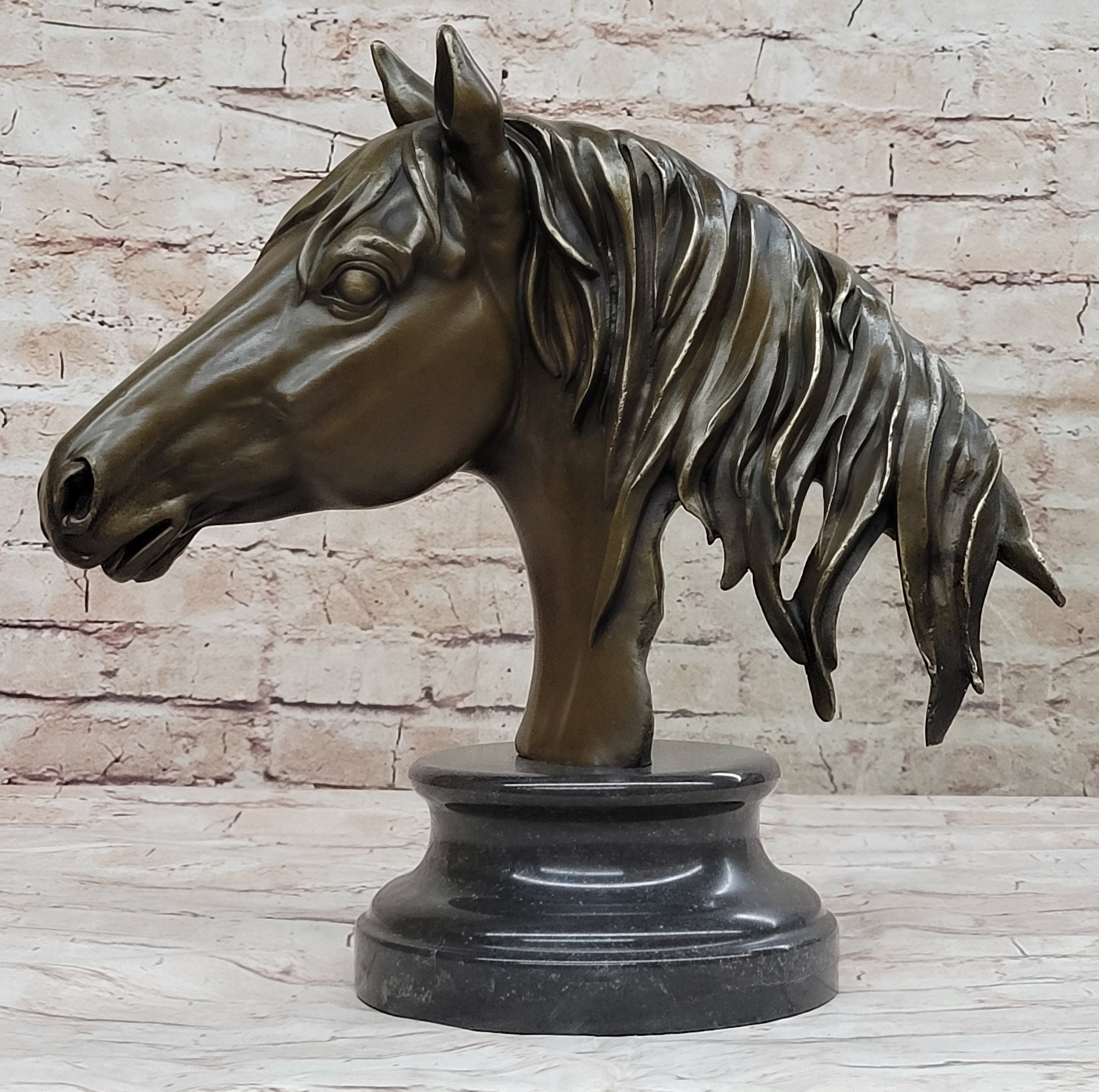 Hot Cast Bronze Horse Head Bust Statue Sculpture Bronze Metal Original Art by Milo
