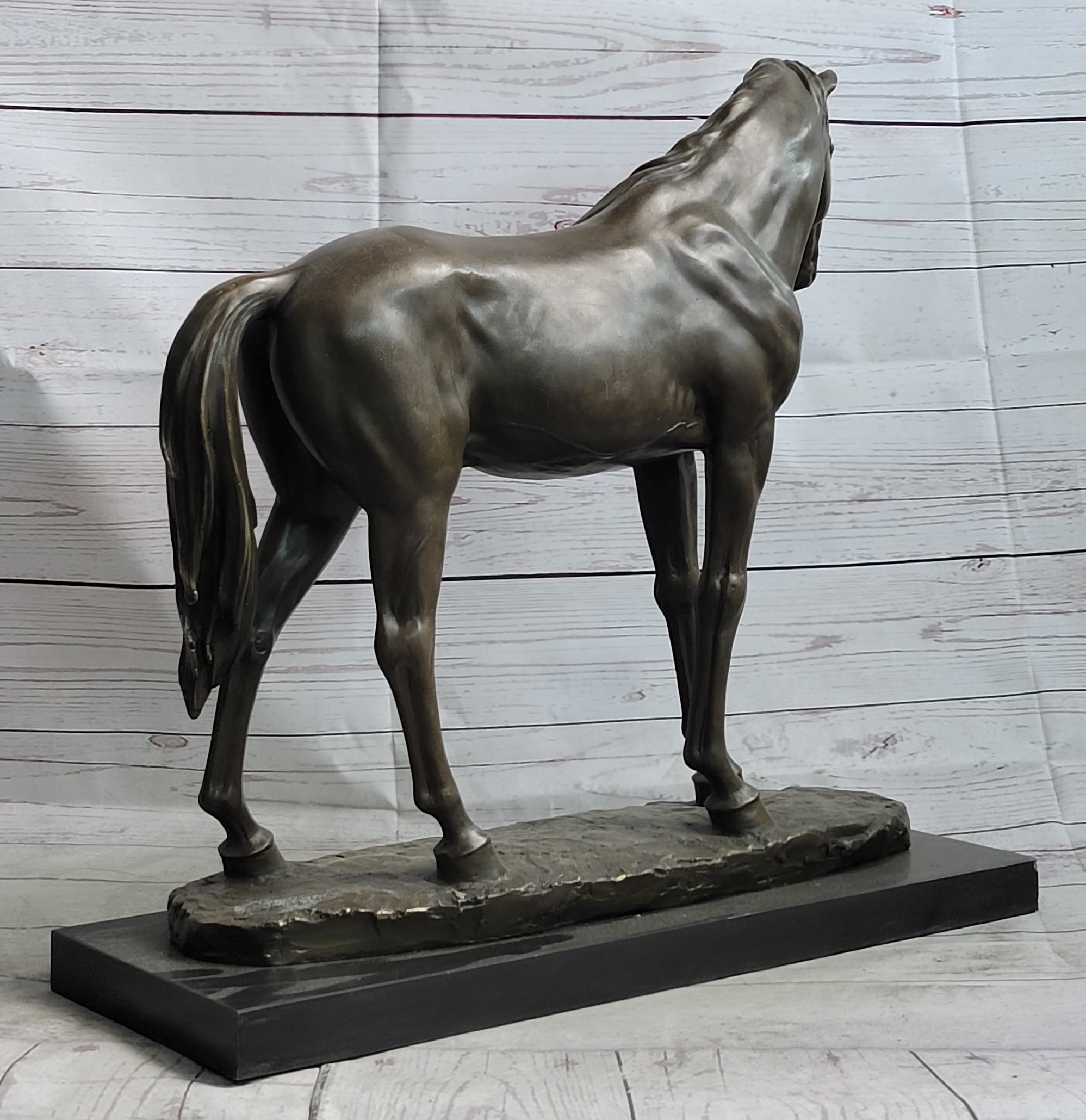 Bronze Metal Horse Mare Equestrian Decor Sculpture Statue Figure by PJ Mene on Marble Base