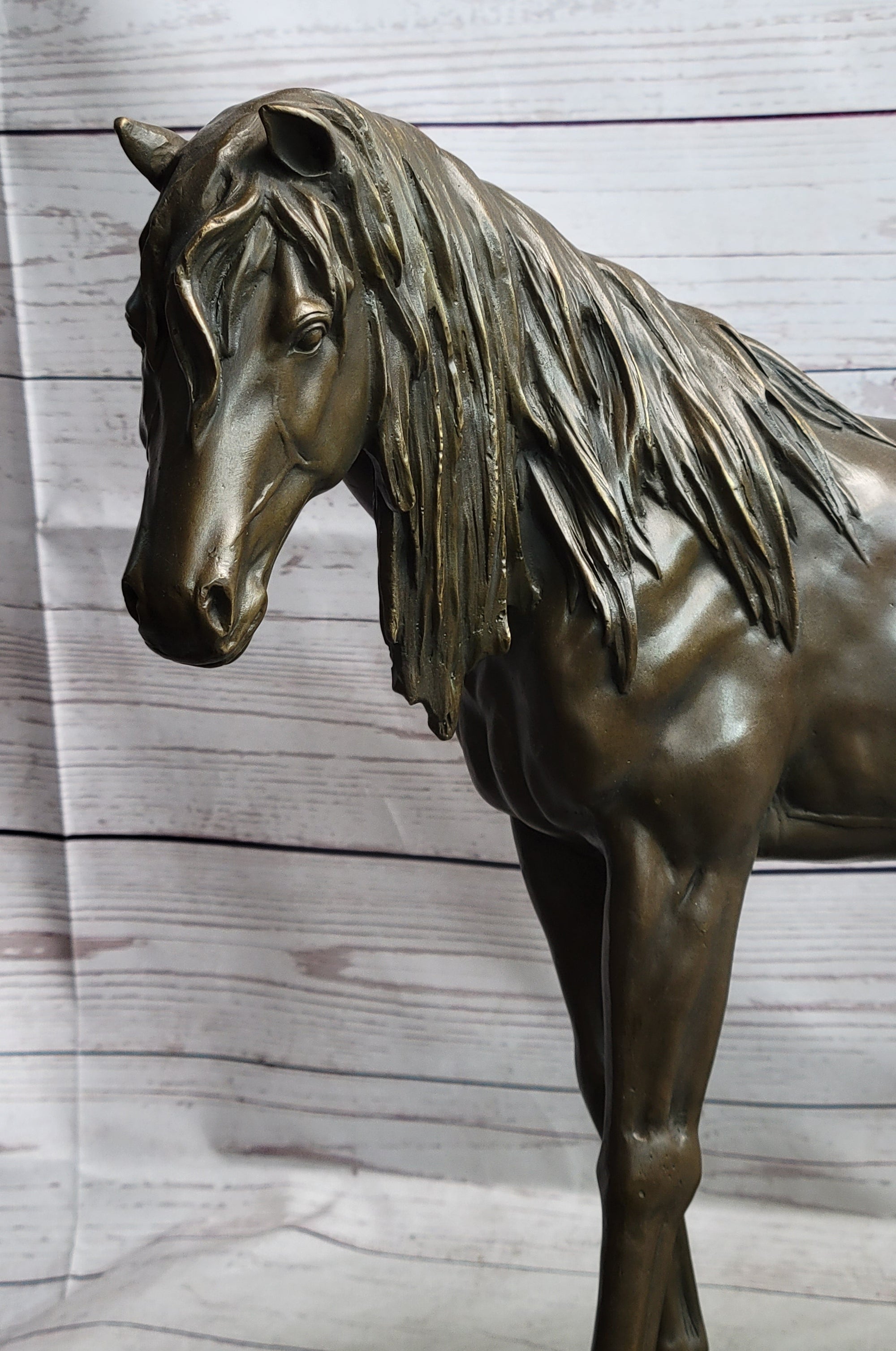 Bronze Metal Horse Mare Equestrian Decor Sculpture Statue Figure by PJ Mene on Marble Base