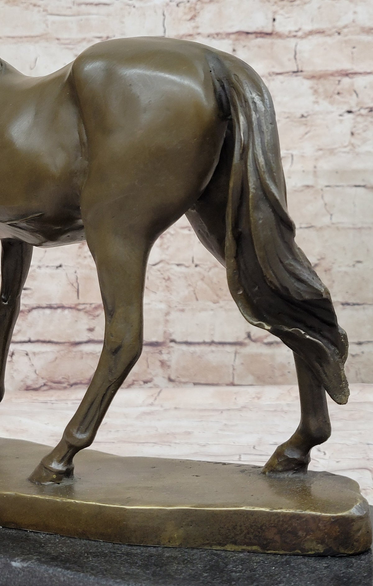 Show Horse Mare Hot Cast Bronze Statue Sculpture Equestrian Decor on Marble Base
